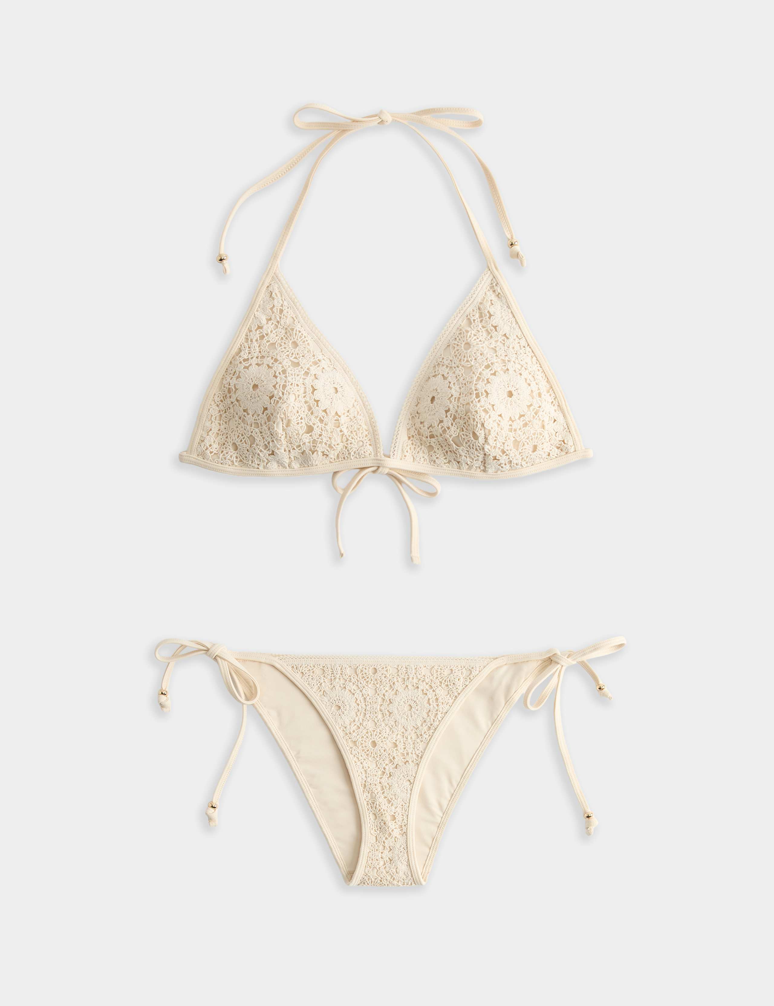 Cotton Rich Crochet Style Triangle Bikini Set 1 of 6