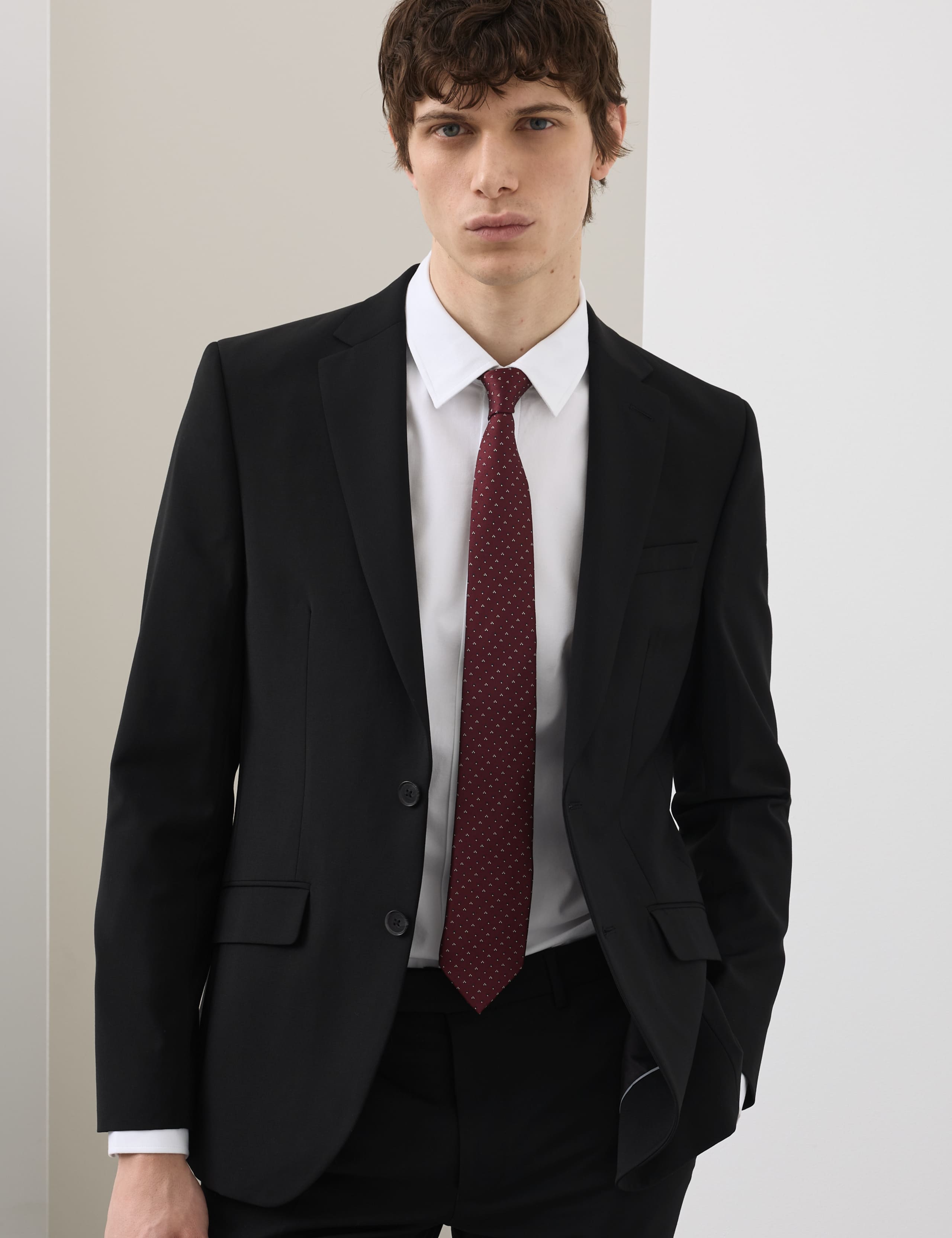 2 Piece Slim Fit Wool Blend Stretch Suit