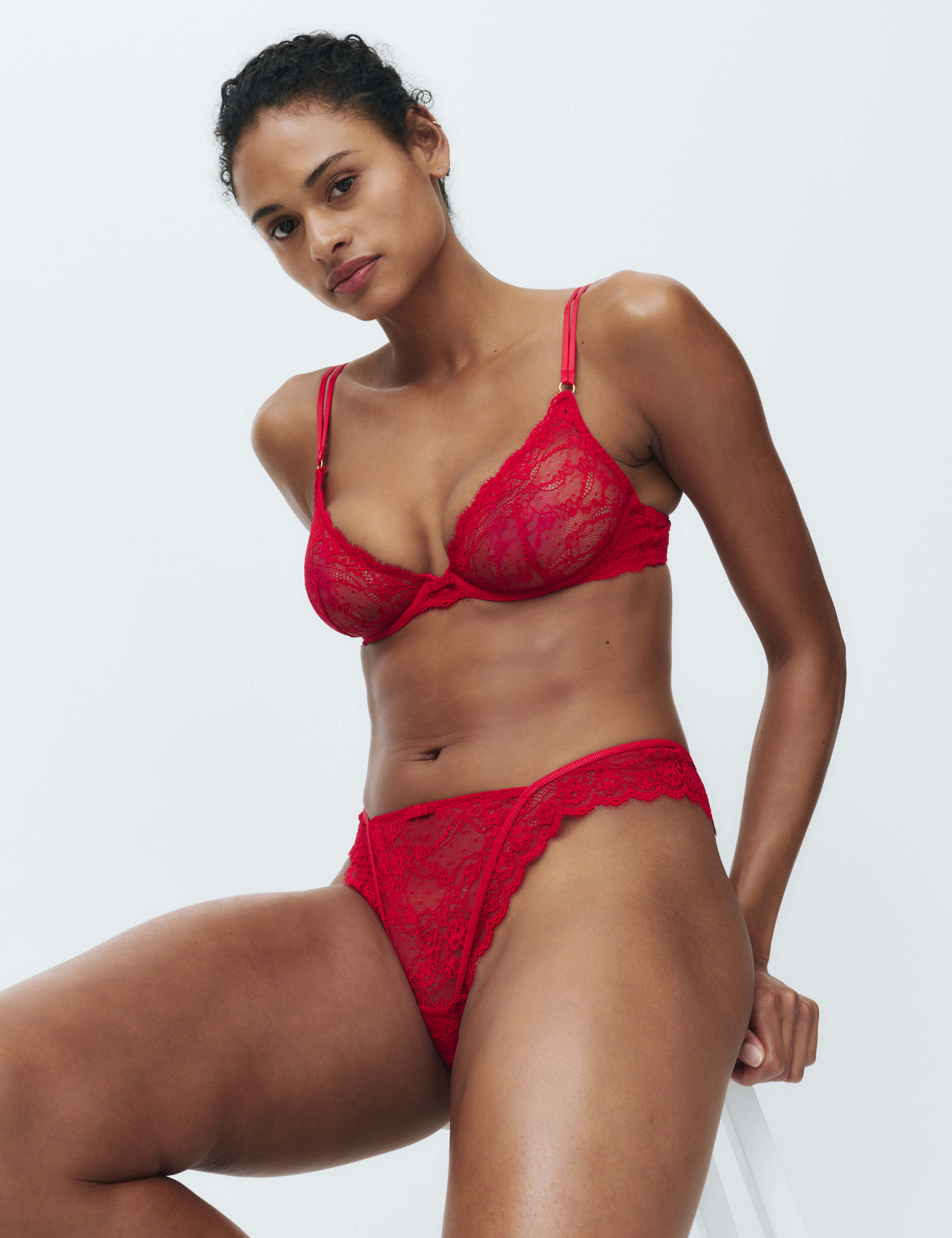 Ida Lace Wired Plunge Bra Set A-E