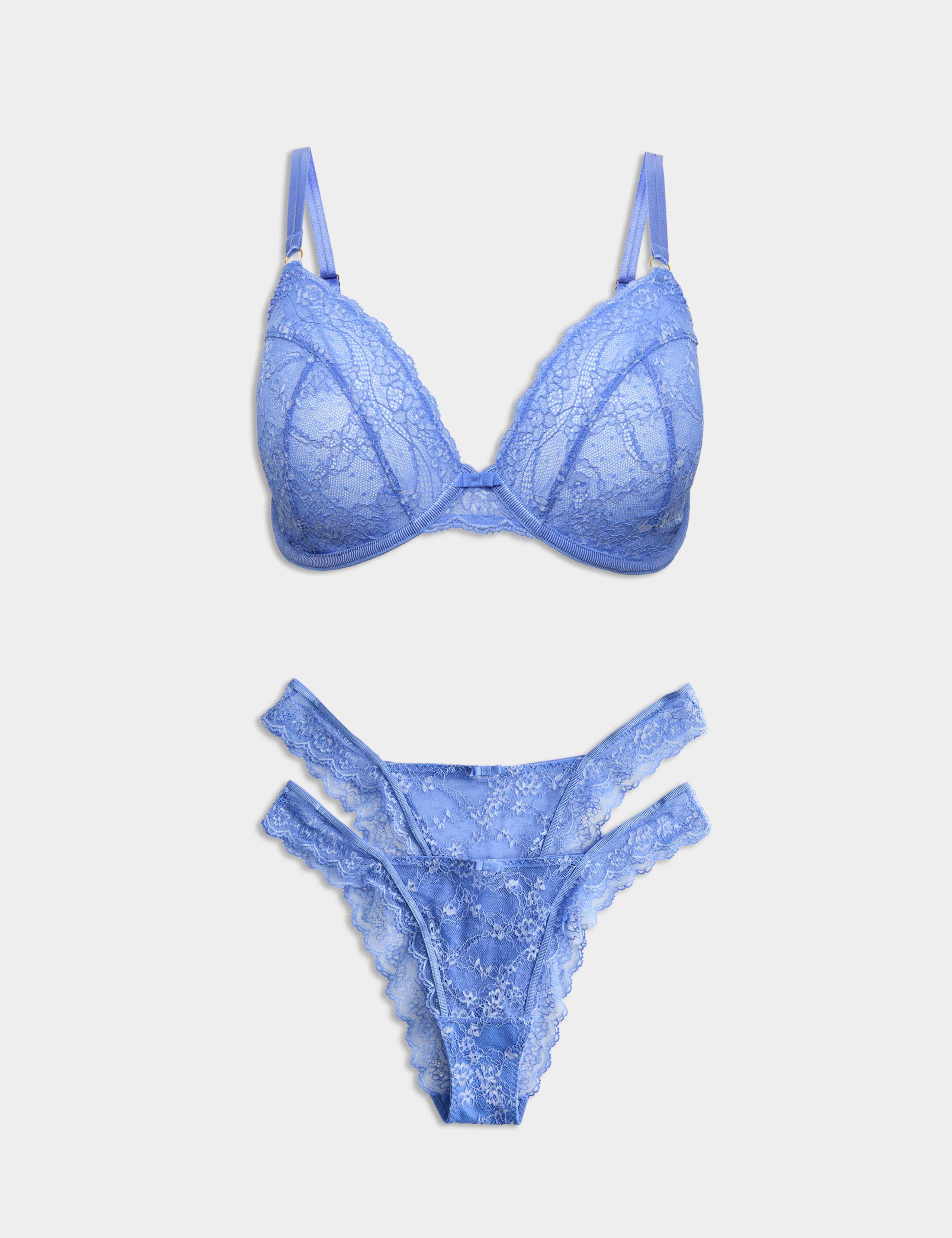 Ida Lace Wired Plunge Bra Set F-H 1 of 6