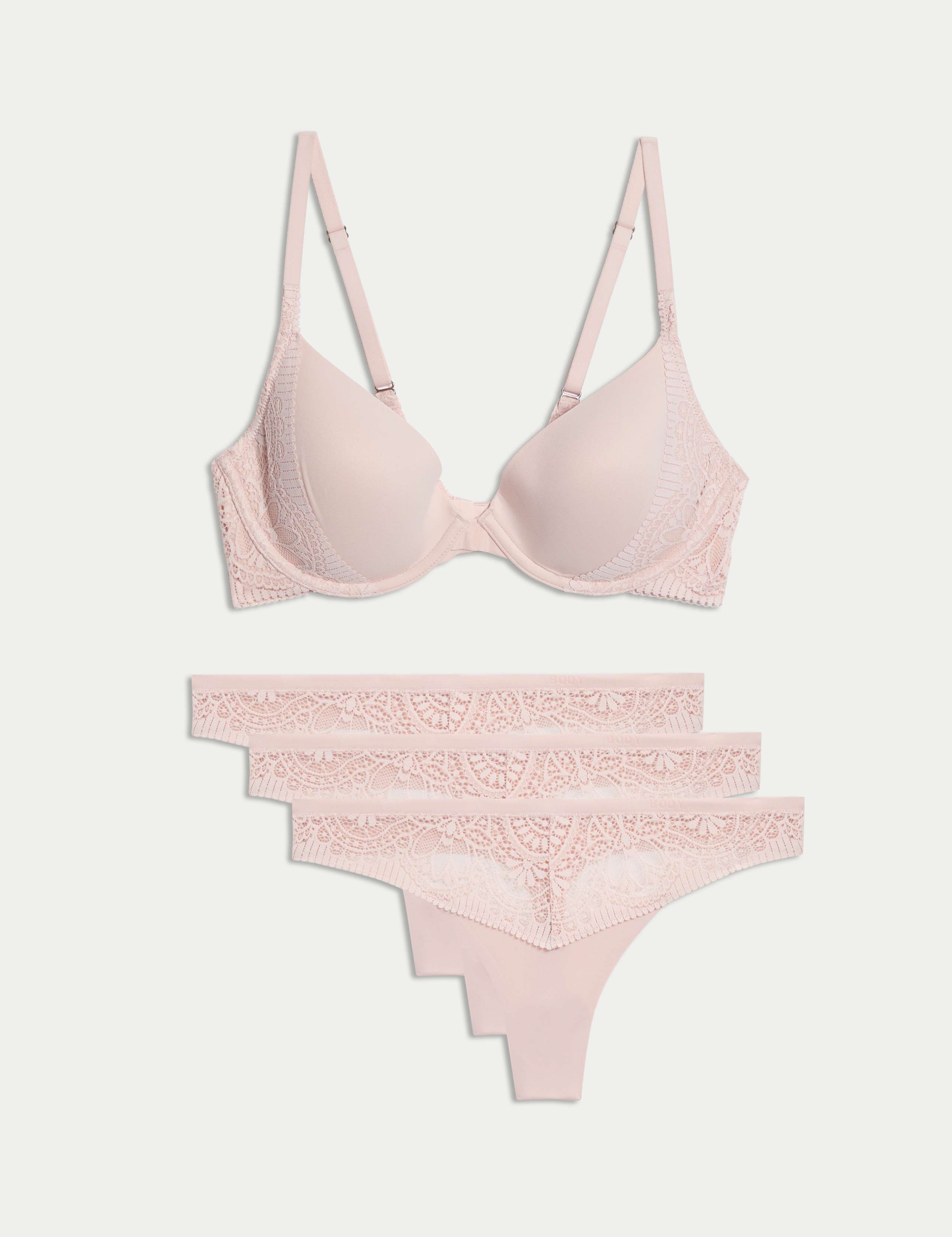 Body Soft™ Wired Plunge T-Shirt Bra Set A-E 1 of 6