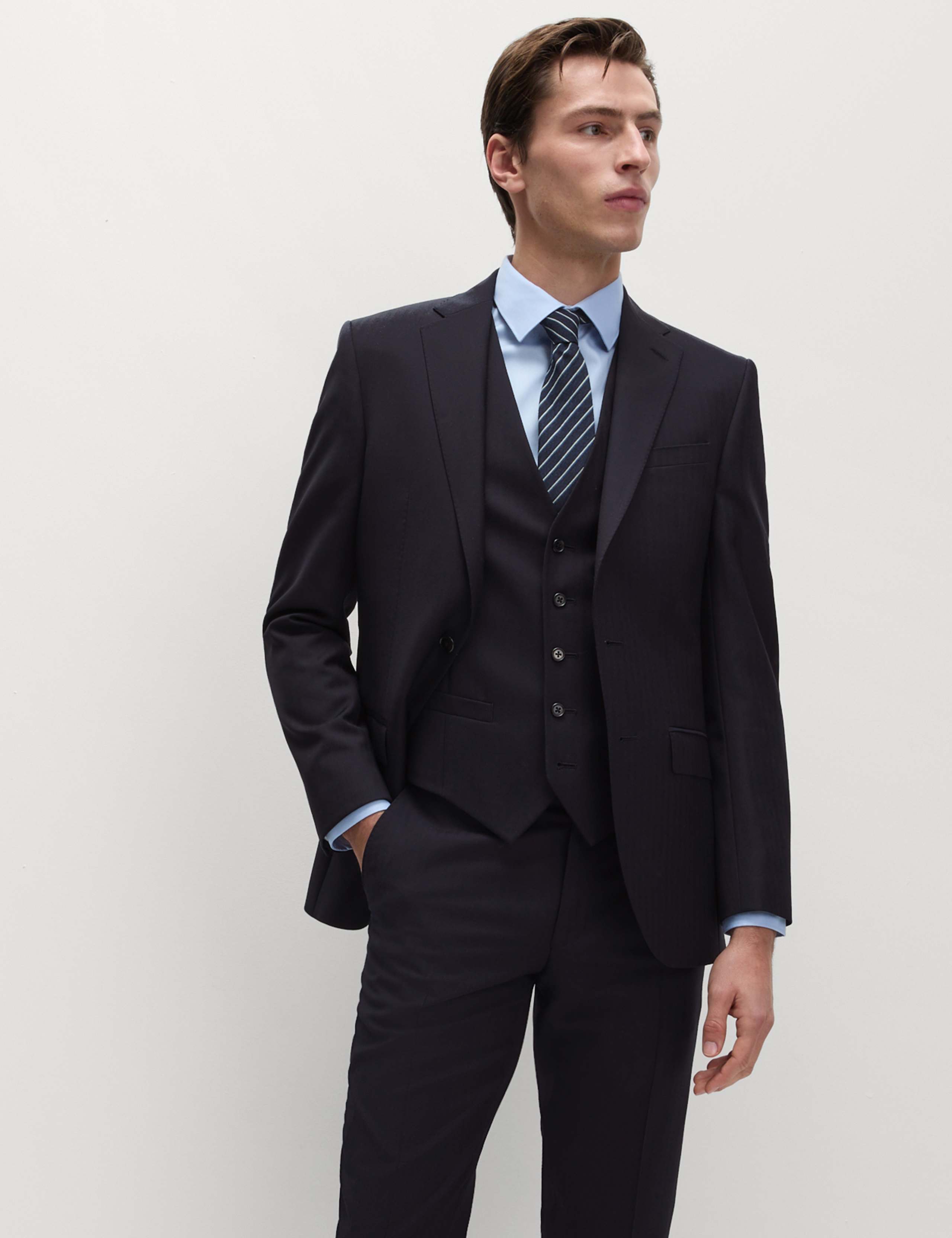 Slim Fit Pure Wool Herringbone Suit