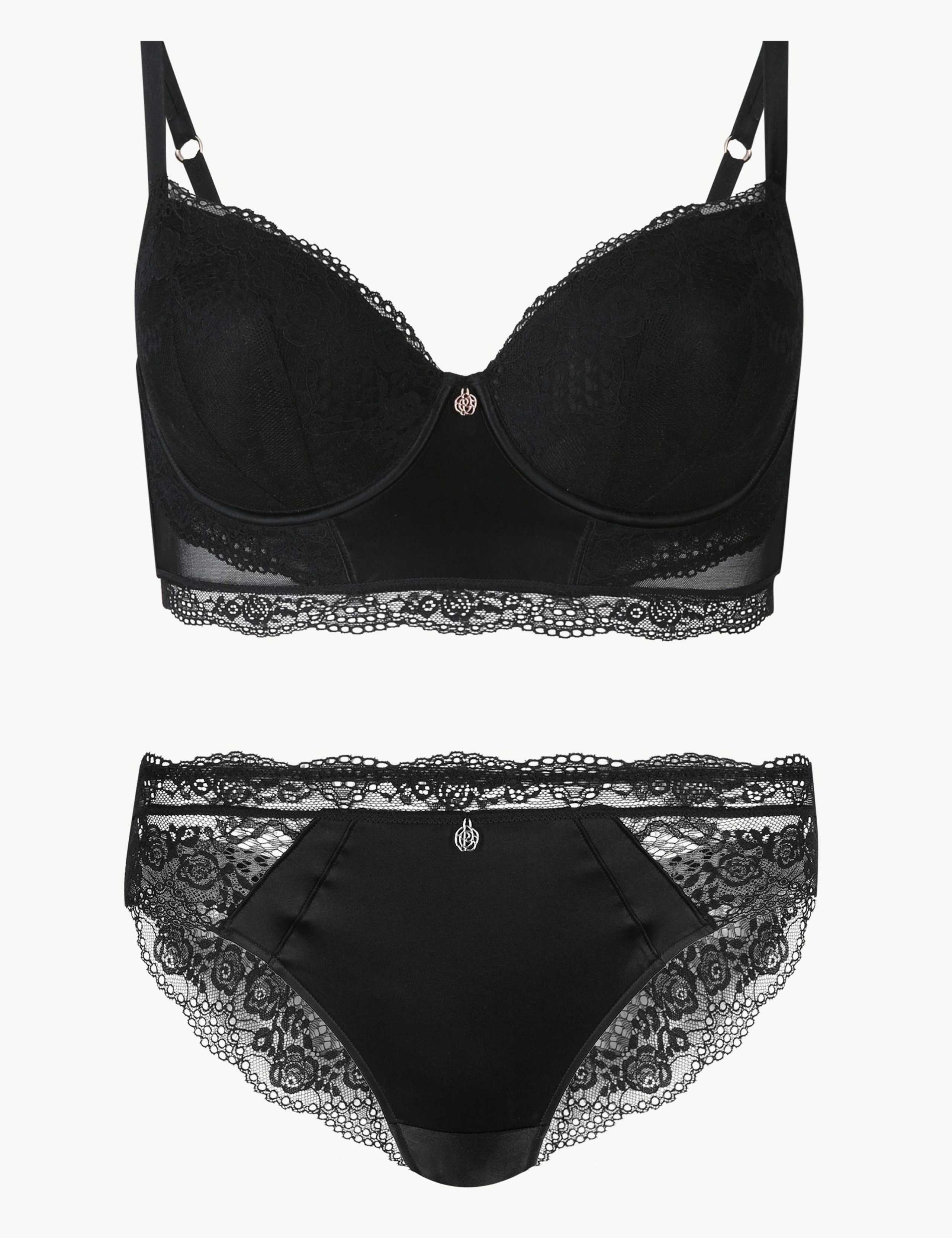 Silk & Lace Set with Padded Balcony A-E 1 of 7