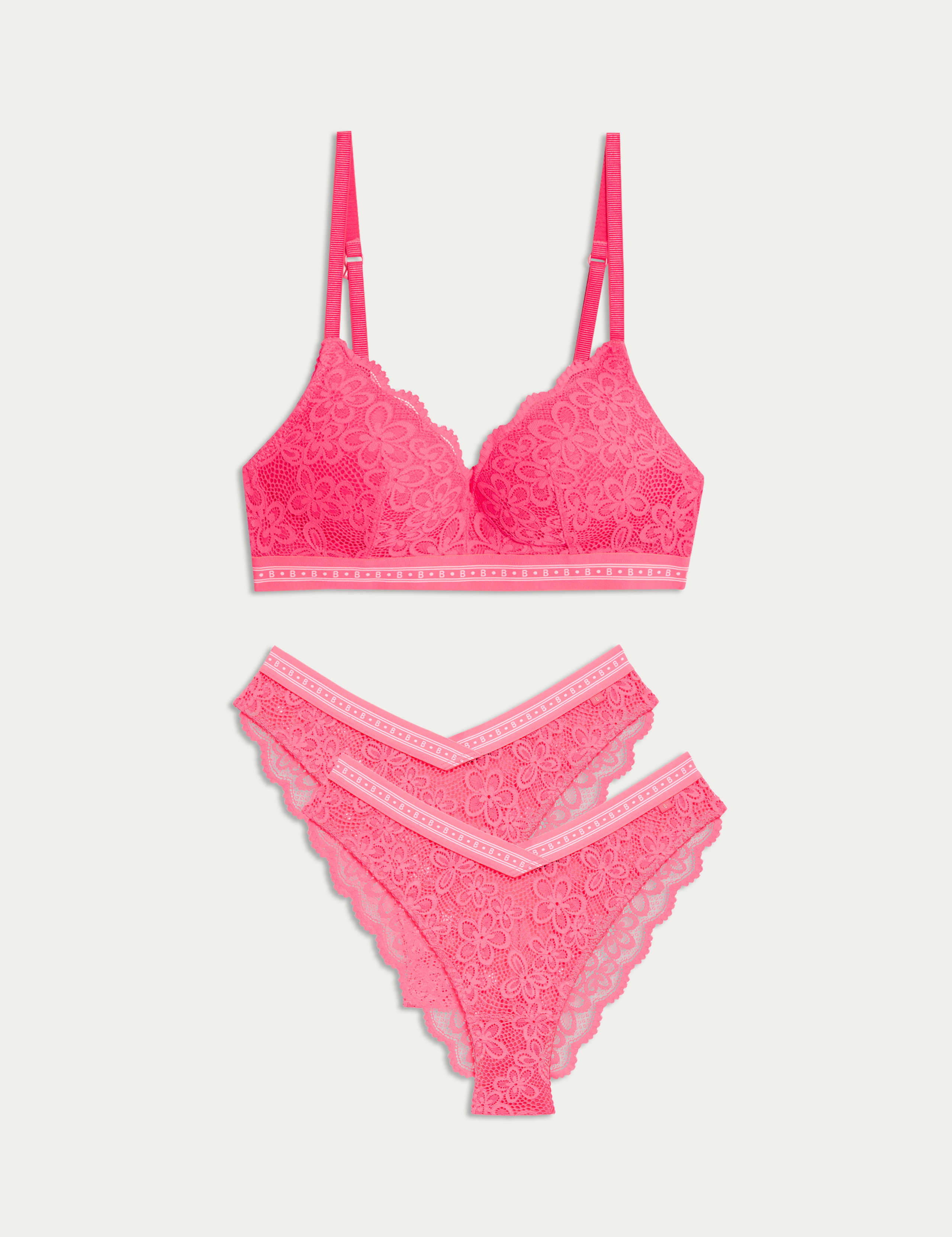 Cleo Lace Non Wired Plunge Bra Set A-E 1 of 6