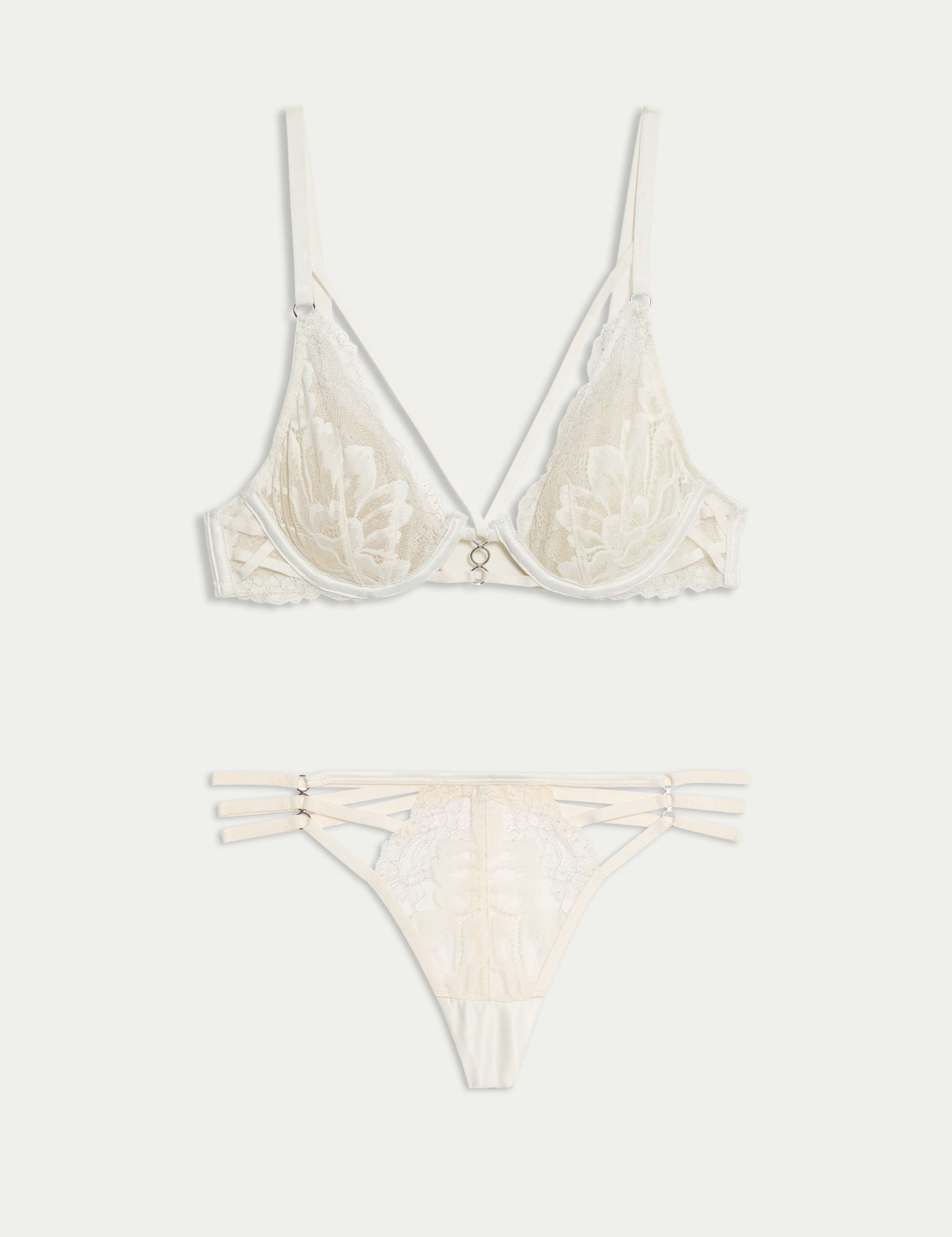 Lindy Lace Wired Plunge Bra Set A-E 1 of 6