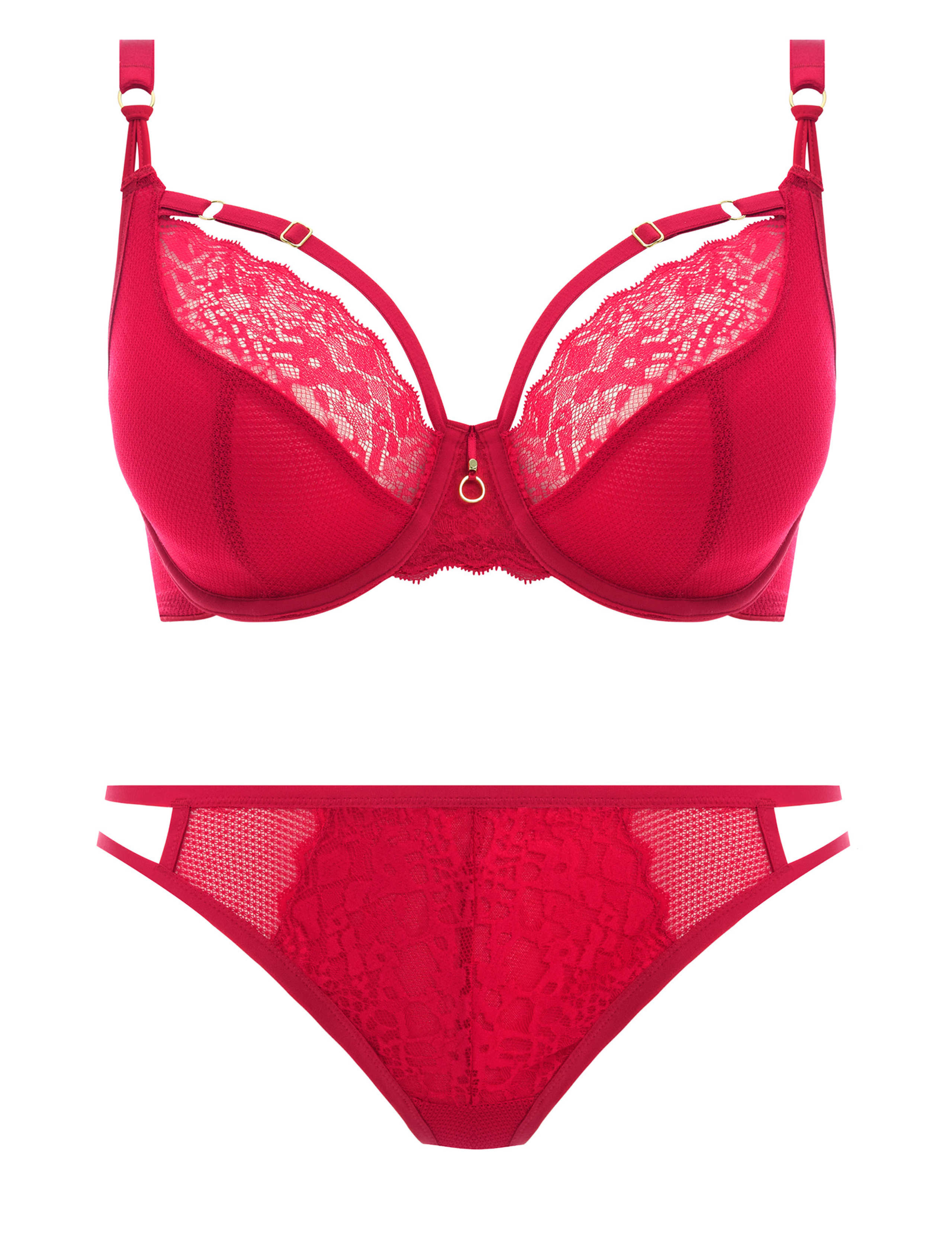Temptress Lace Trim Underwired Plunge Bra Set C-G 1 of 6