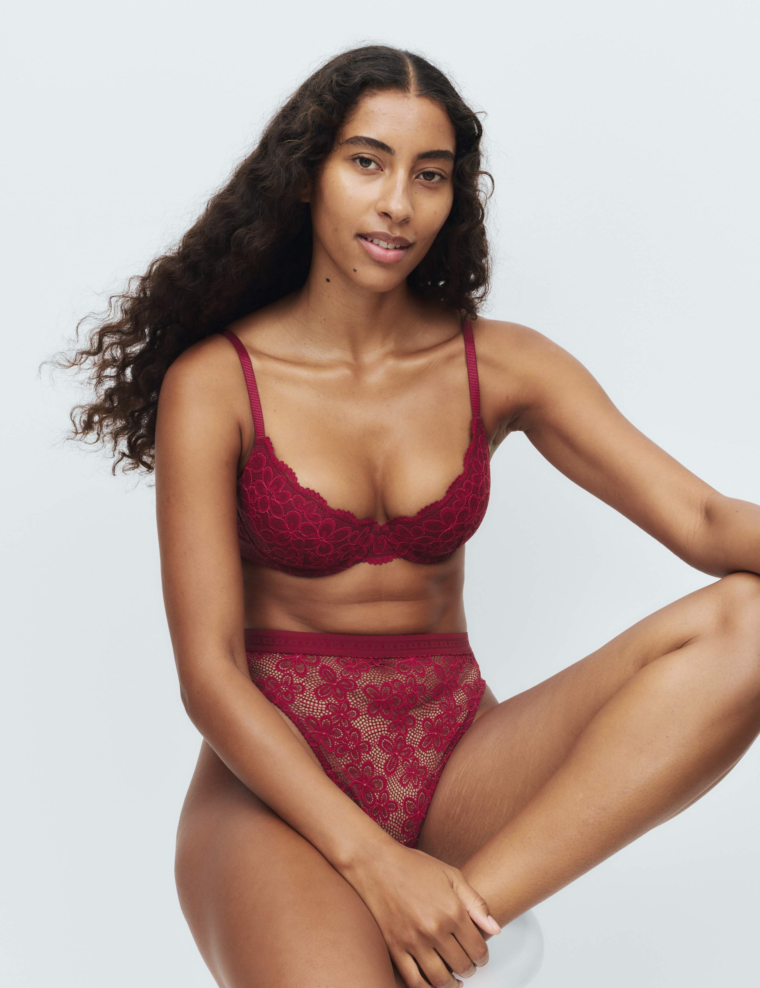 Cleo Lace Wired Demi Cup Bra Set A-E