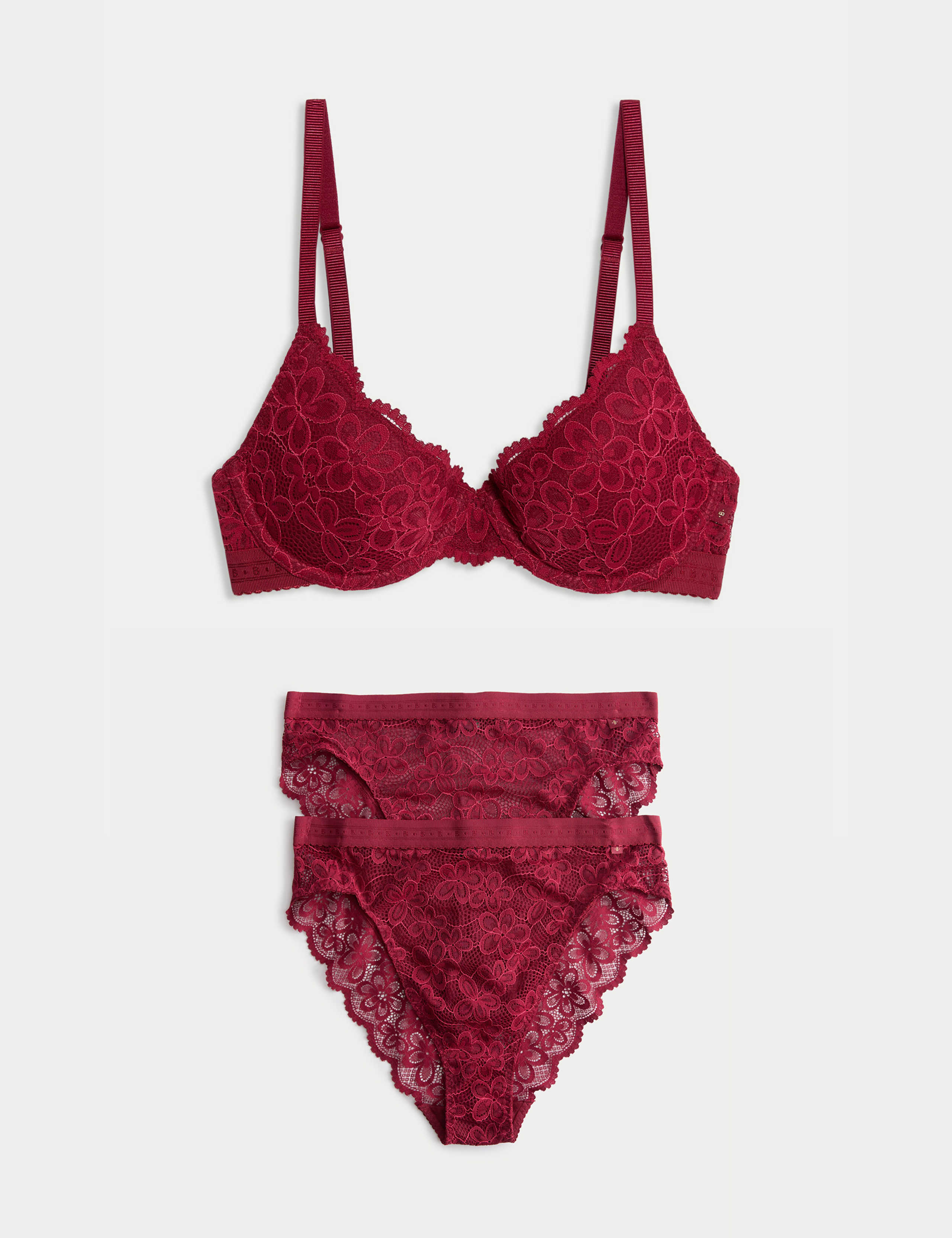 Cleo Lace Wired Demi Cup Bra Set A-E 1 of 6