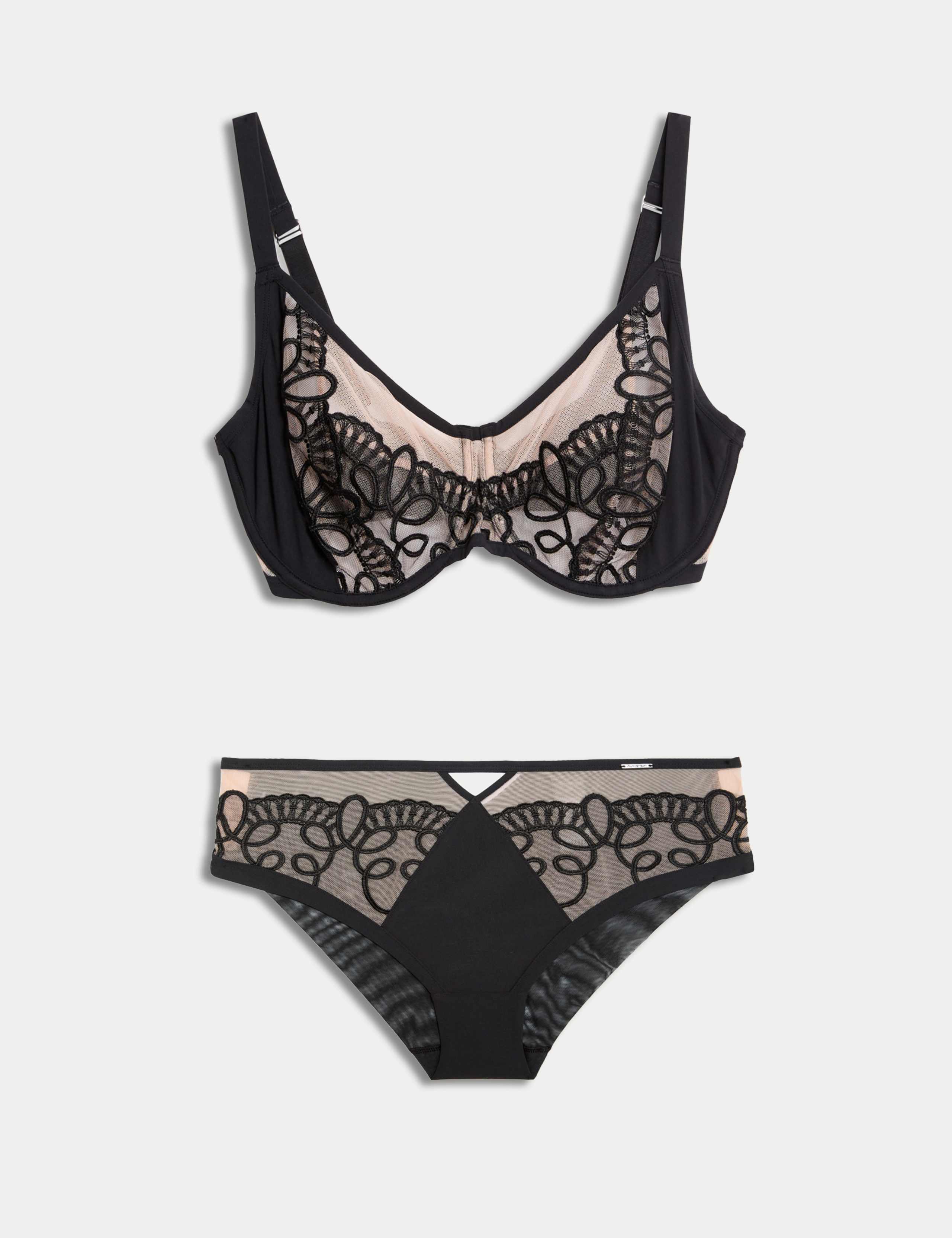 Bordeaux Embroidery Wired Minimiser Bra Set C-G 1 of 7