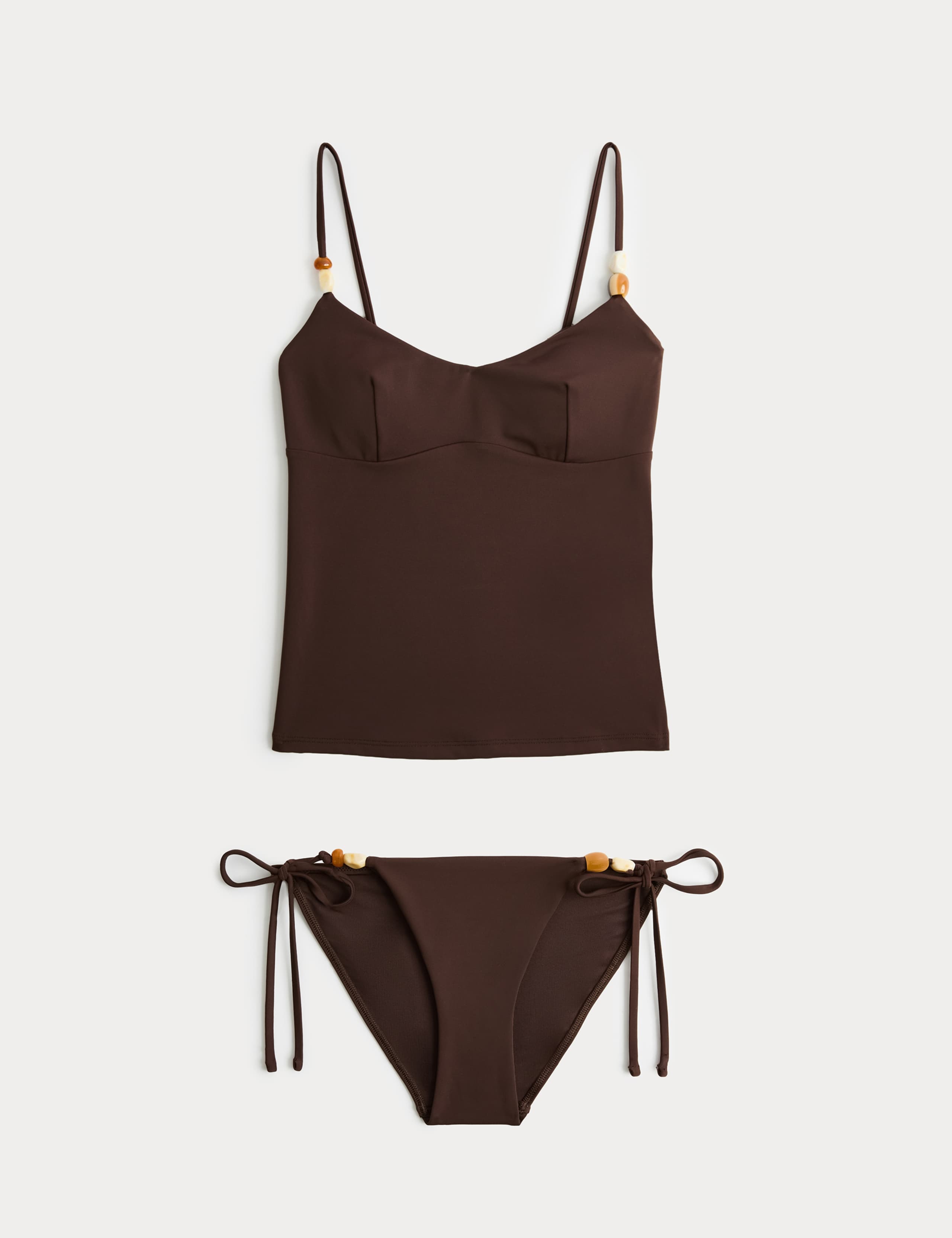 Bead Detail Scoop Neck Tankini Set 1 of 6