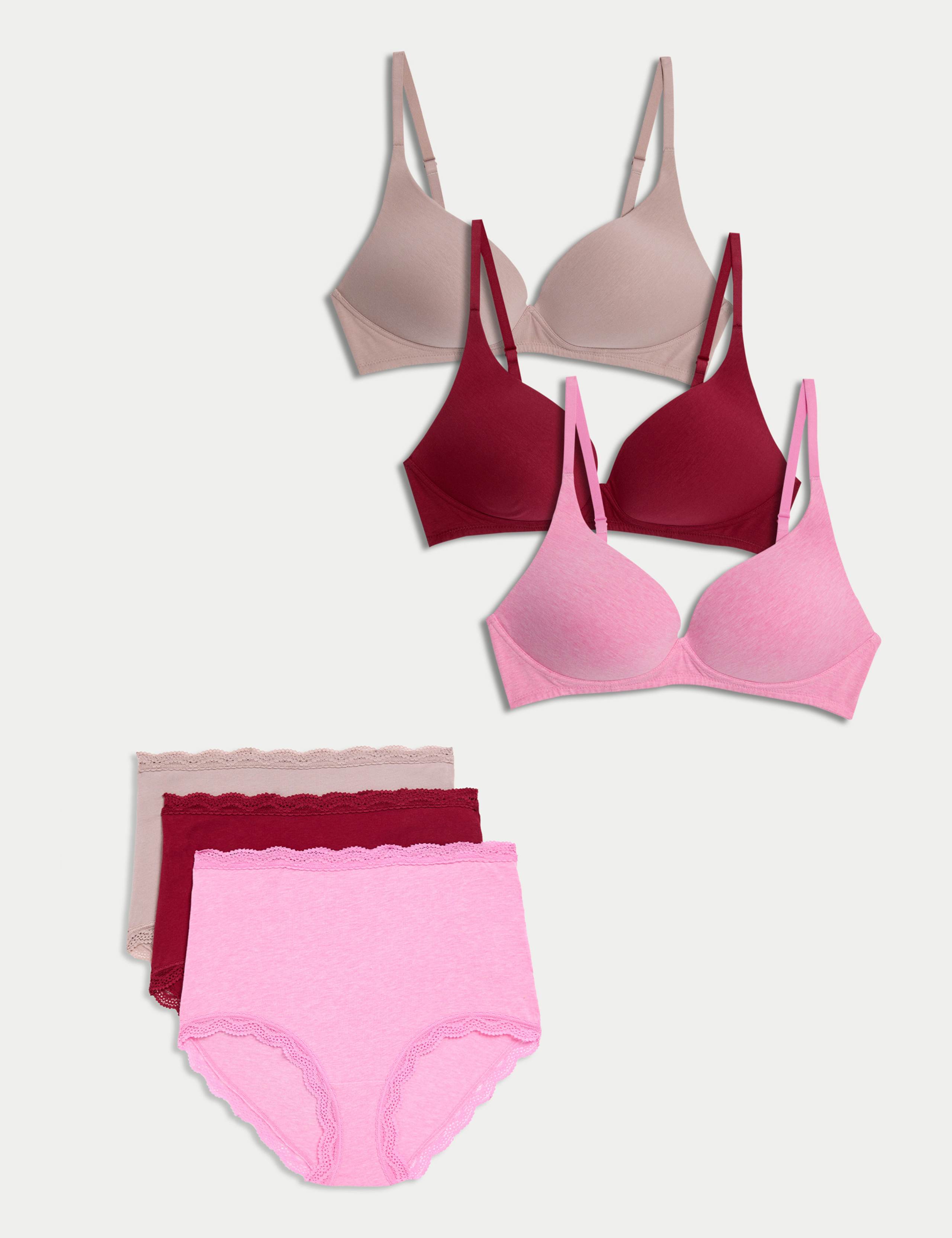 3pk Non Wired Plunge T-Shirt Bras Set A-E 1 of 6