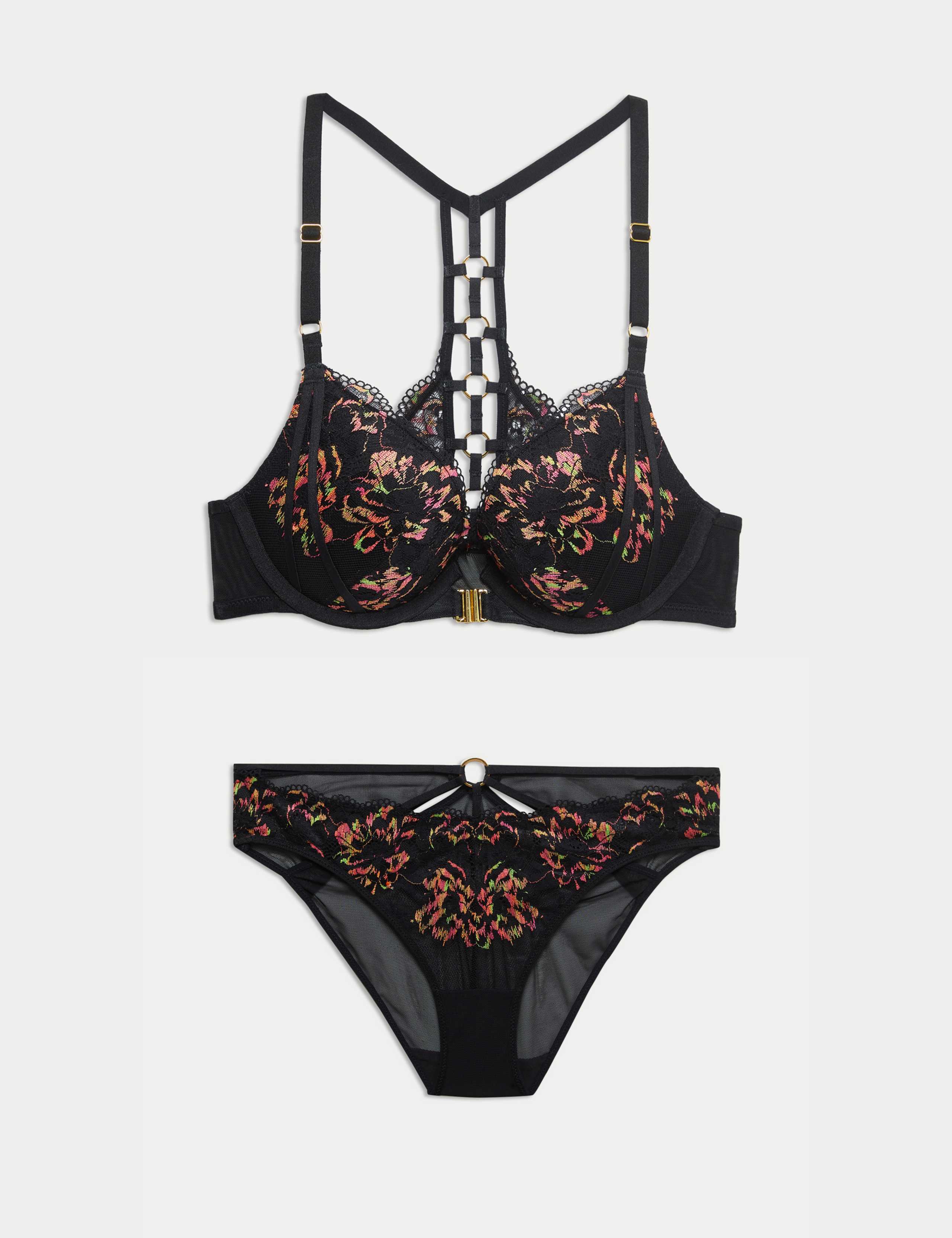 Vera Lace Wired Push-Up Plunge Bra Set A-E 1 of 6