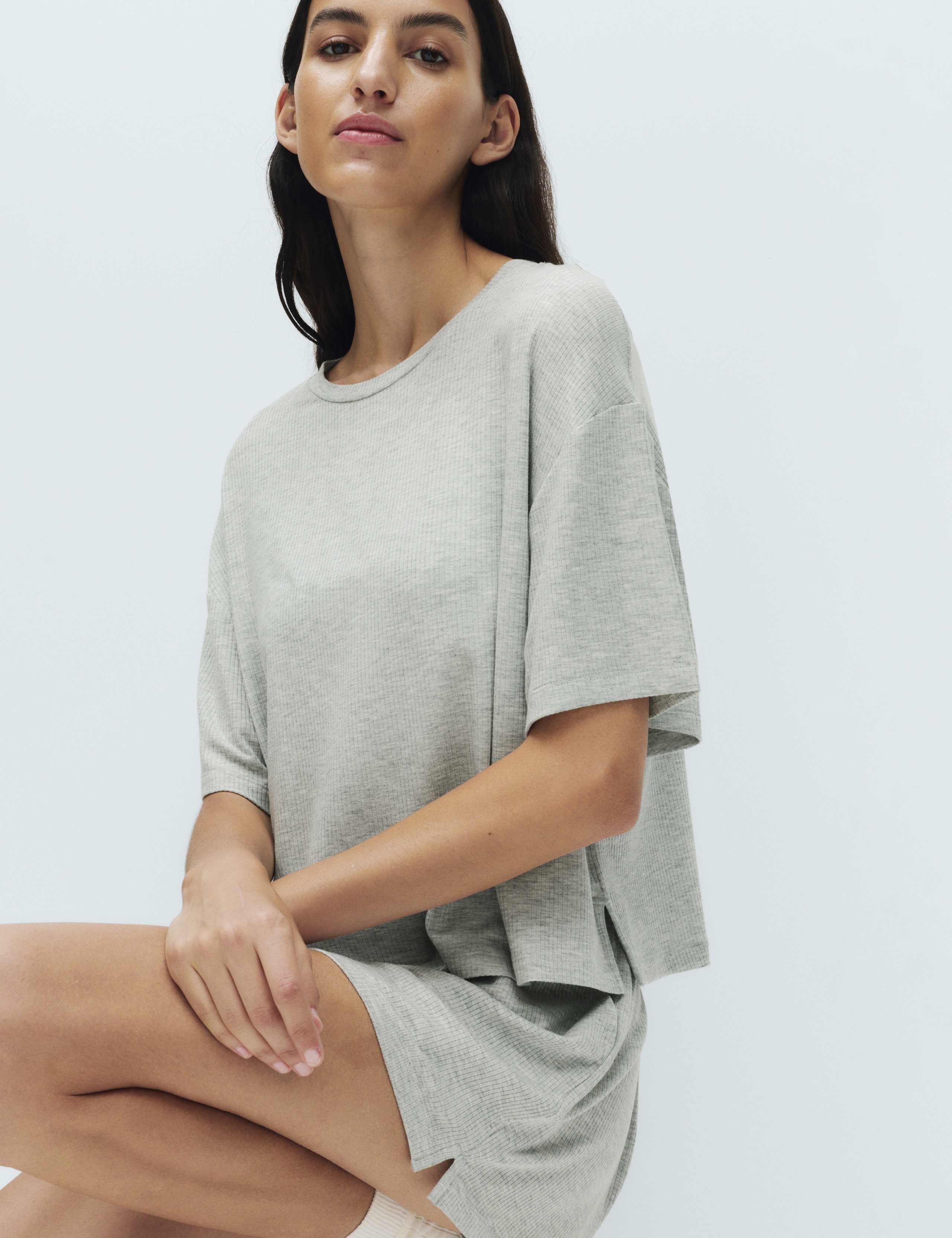 Modal Rich Ribbed Pyjama Top Set 2 of 6