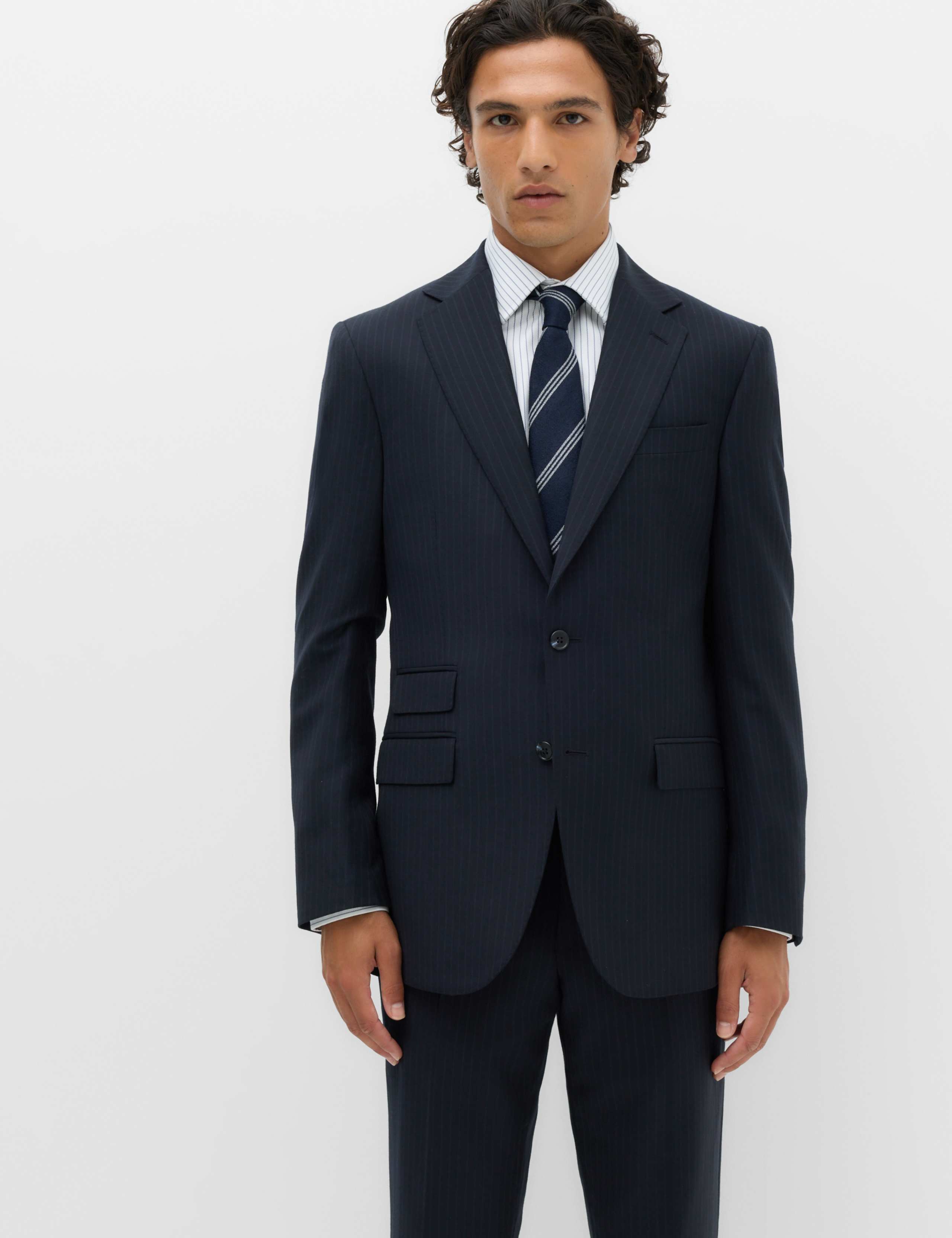 2 Piece Regular Fit Pure Wool Striped Suit
