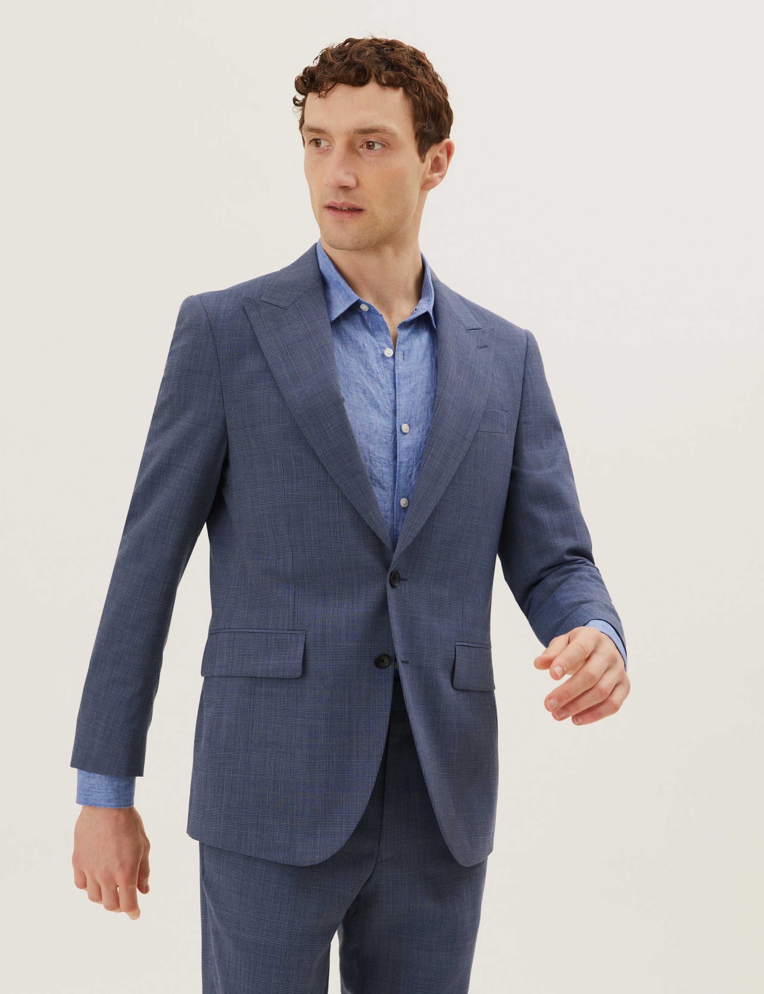 Tailored Fit Wool Rich Check Suit 1 of 6
