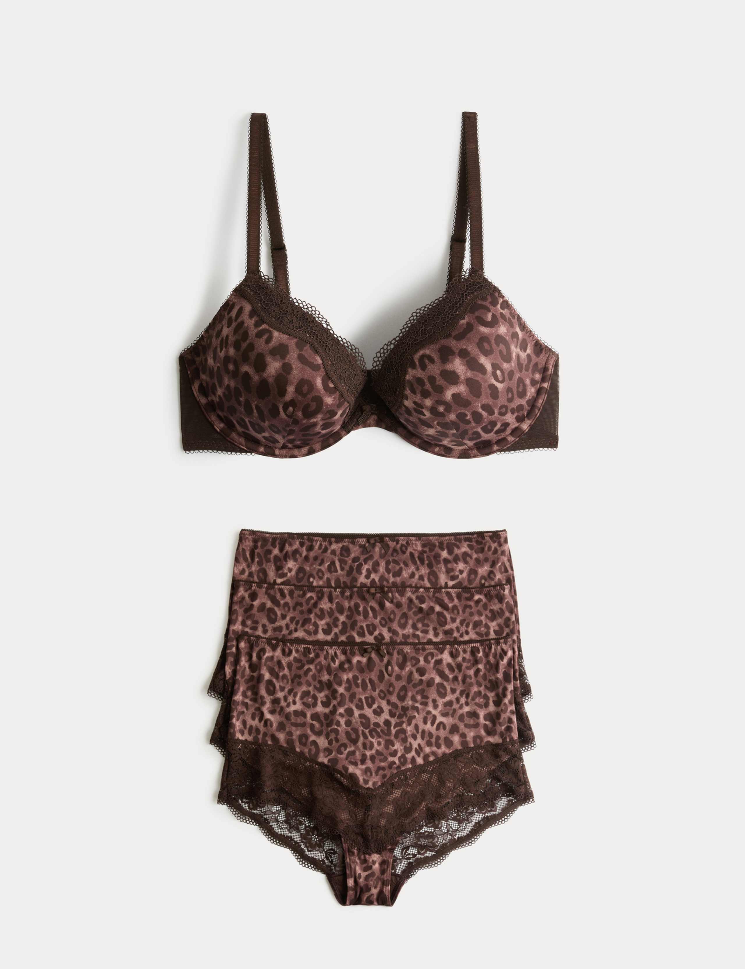 Jasmine Lace Wired Printed Plunge Bra Set 1 of 6