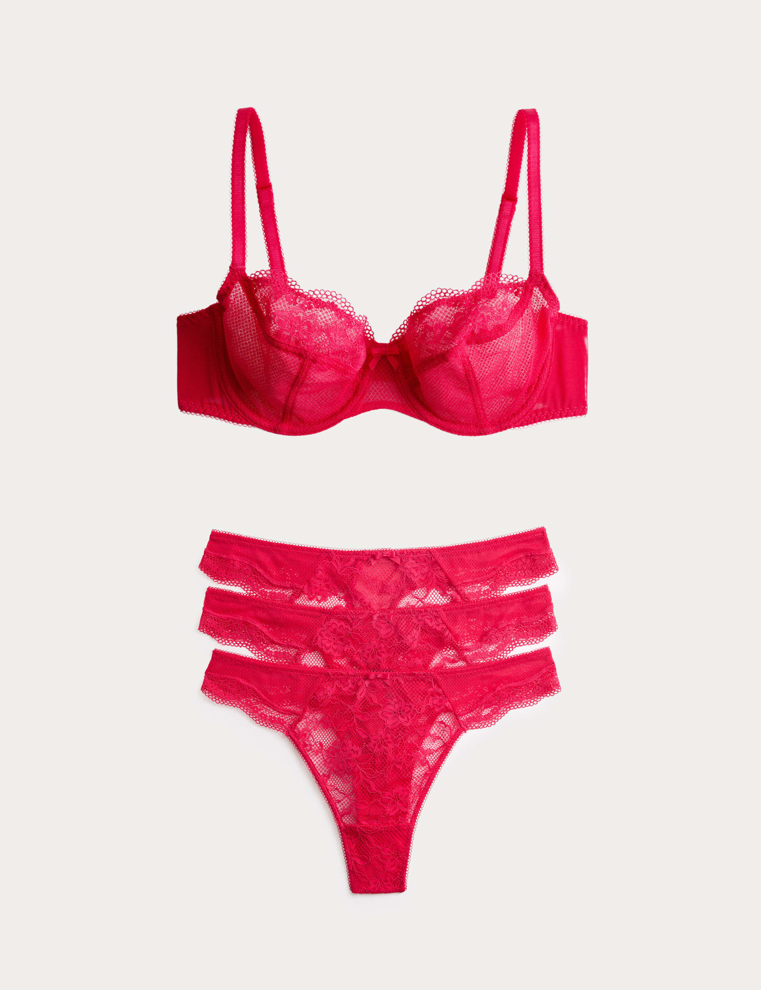 Jasmine Lace Wired Balcony Bra Set A-E 1 of 6