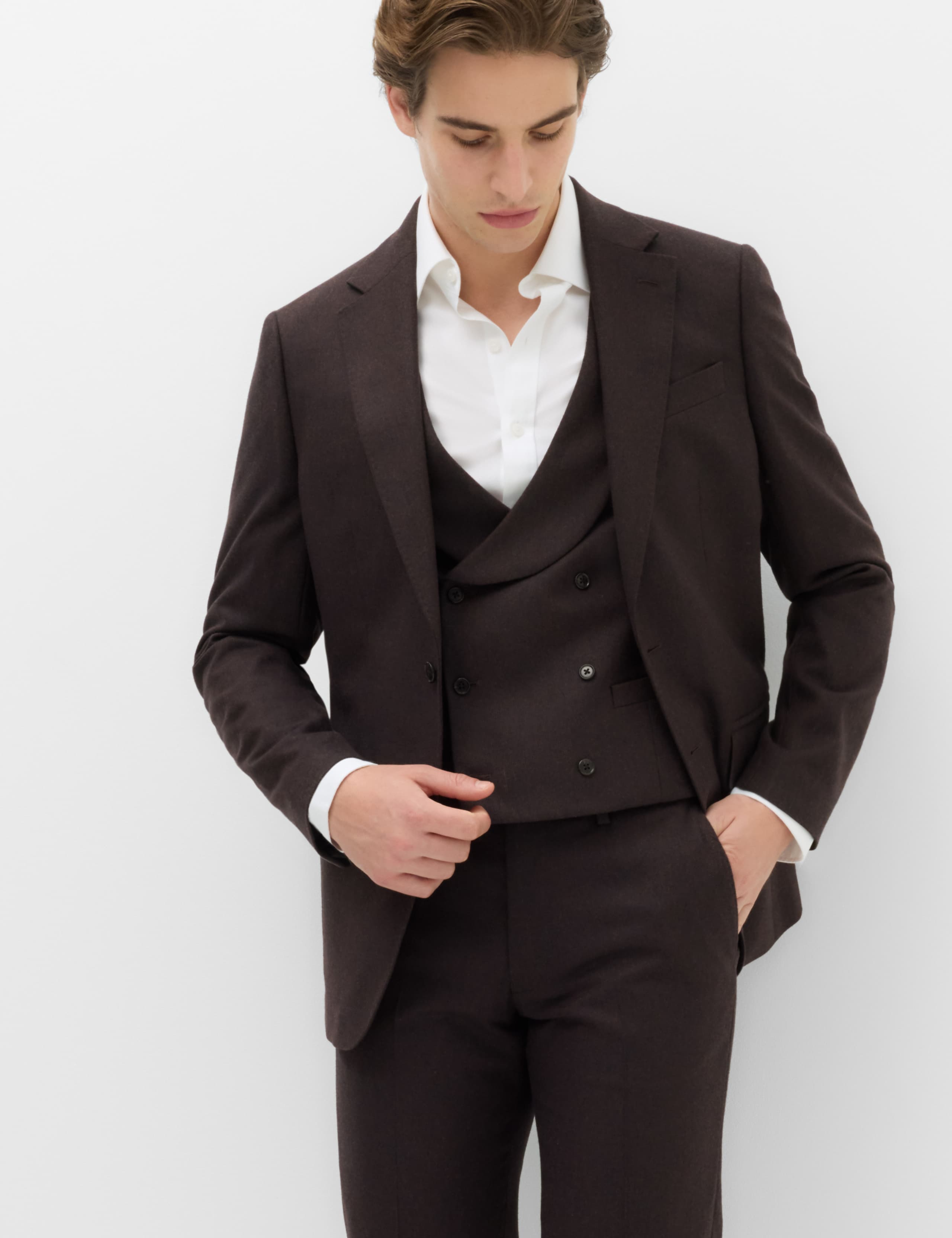 3 Piece Tailored Fit Micro Check Tweed Suit