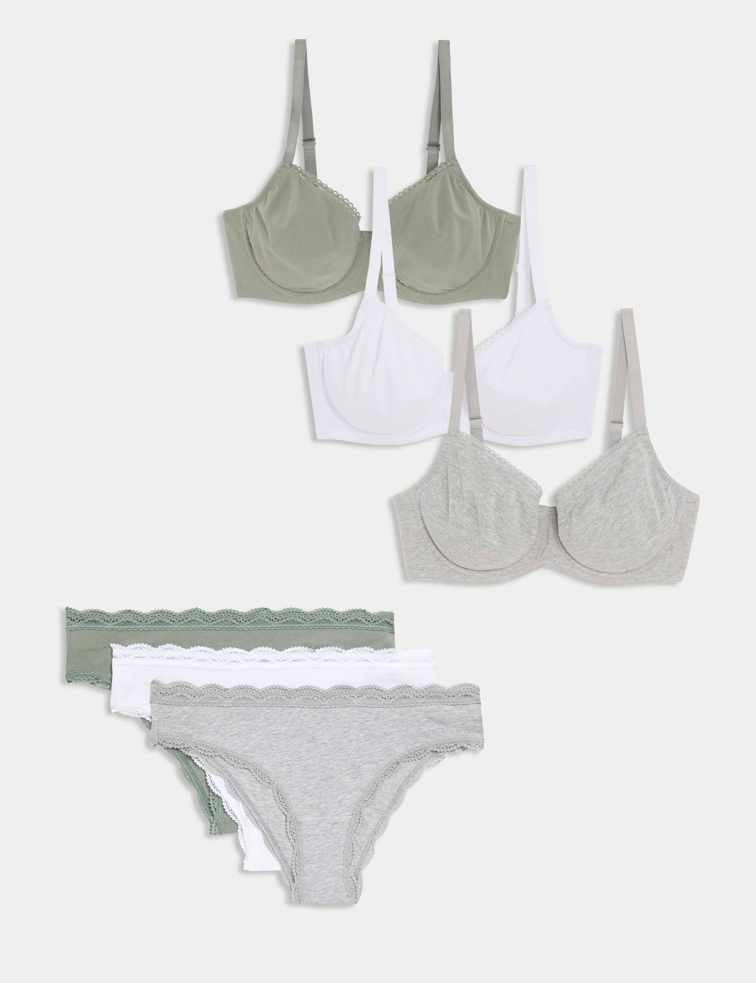 3pk Cotton Rich Wired Full Cup Bra Set A-E 1 of 6