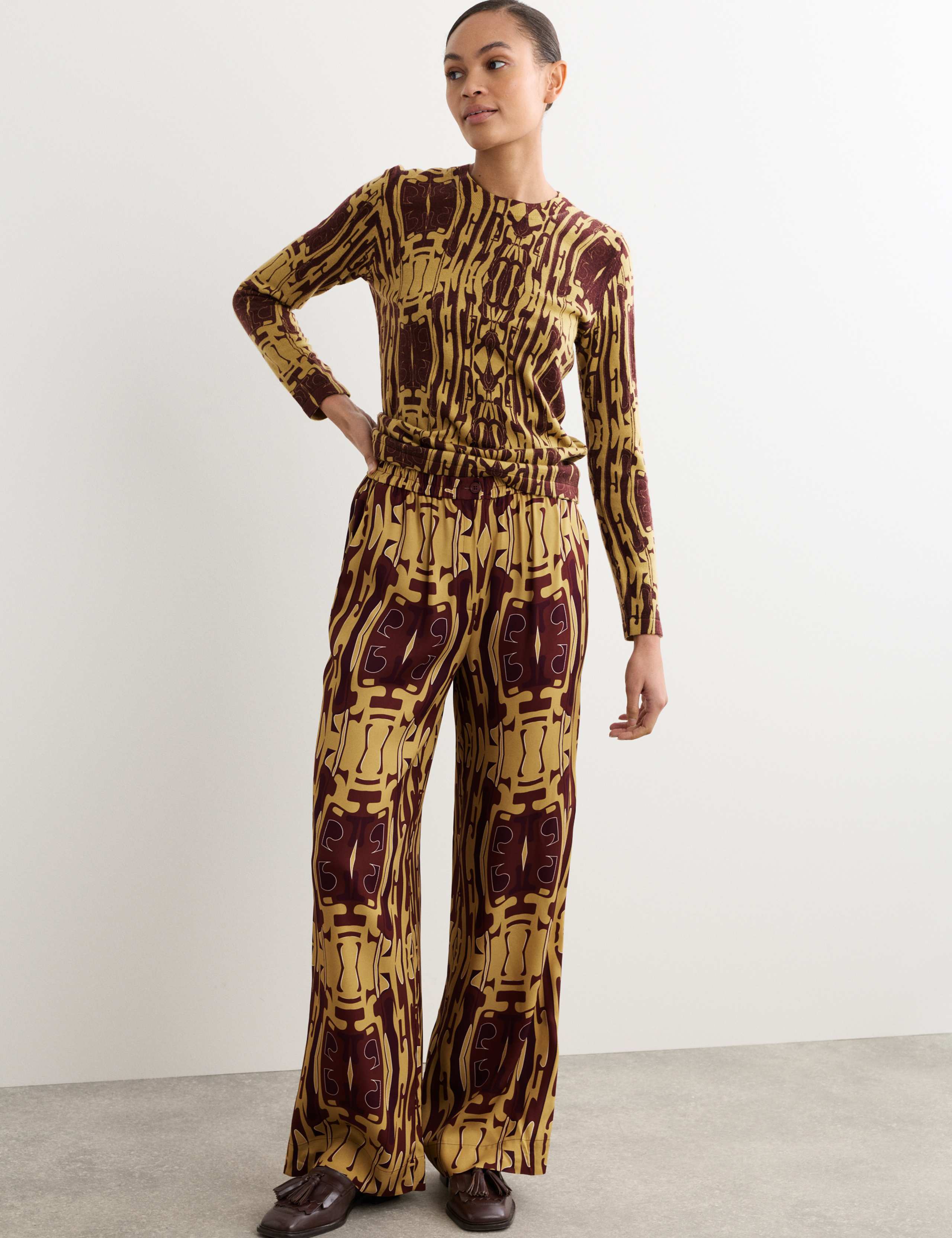 Pure Merino Wool Printed Jumper and Trouser Set