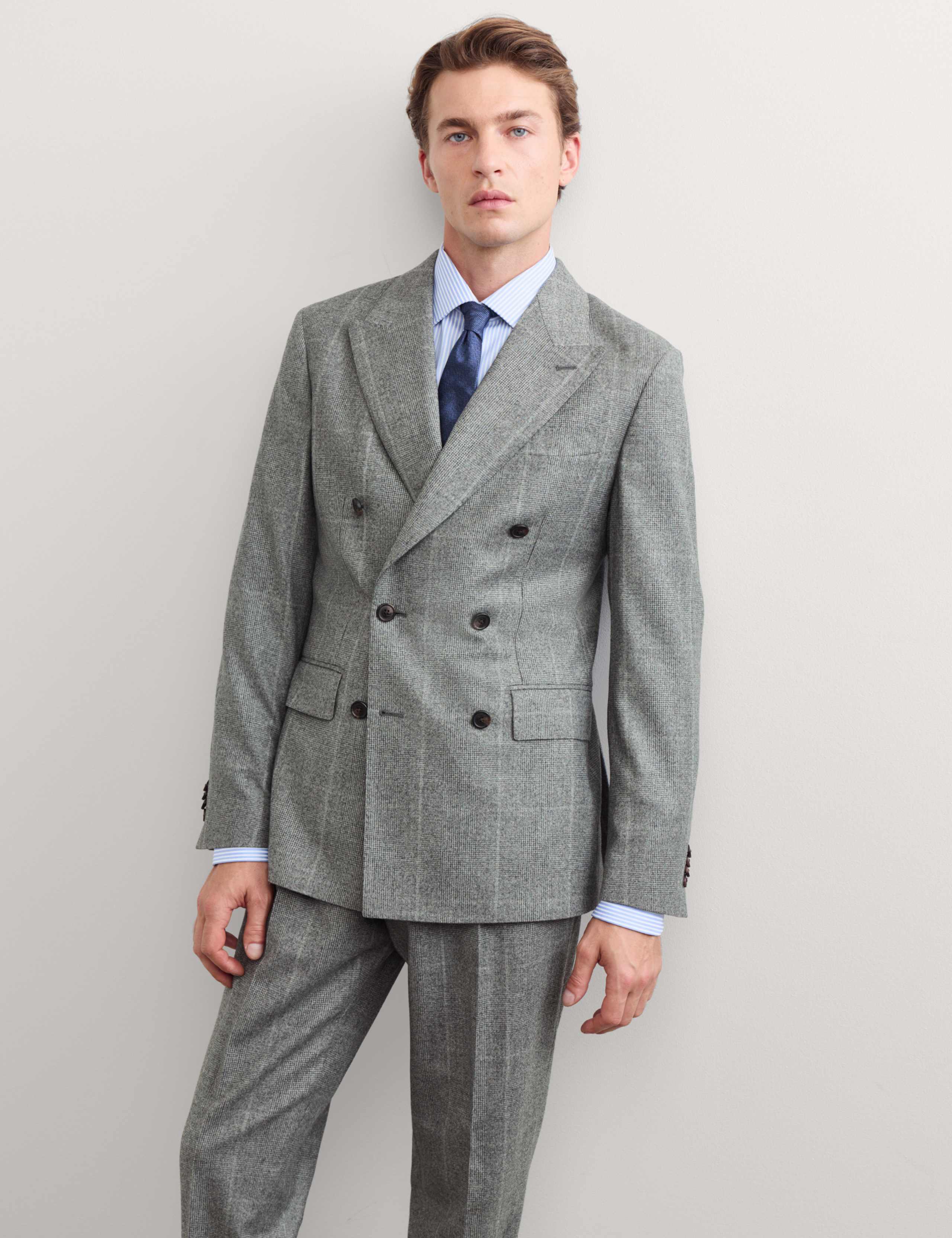2 Piece Pure Wool Flannel Prince of Wales Check Suit