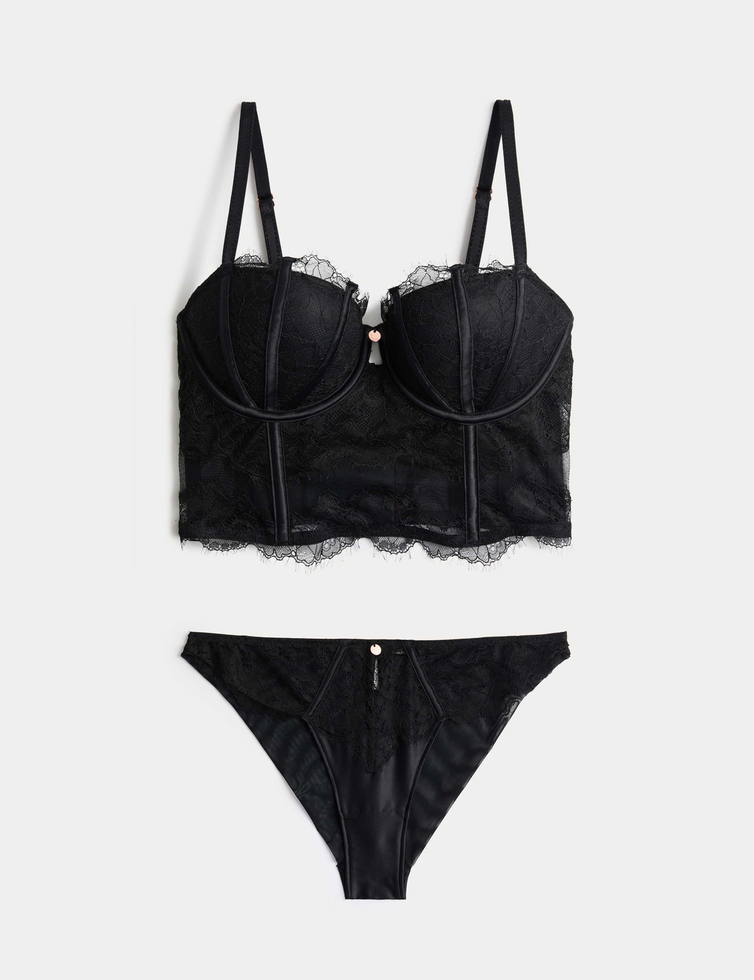 Liana Satin & Lace Wired Balconette Corset Set A-DD 1 of 6