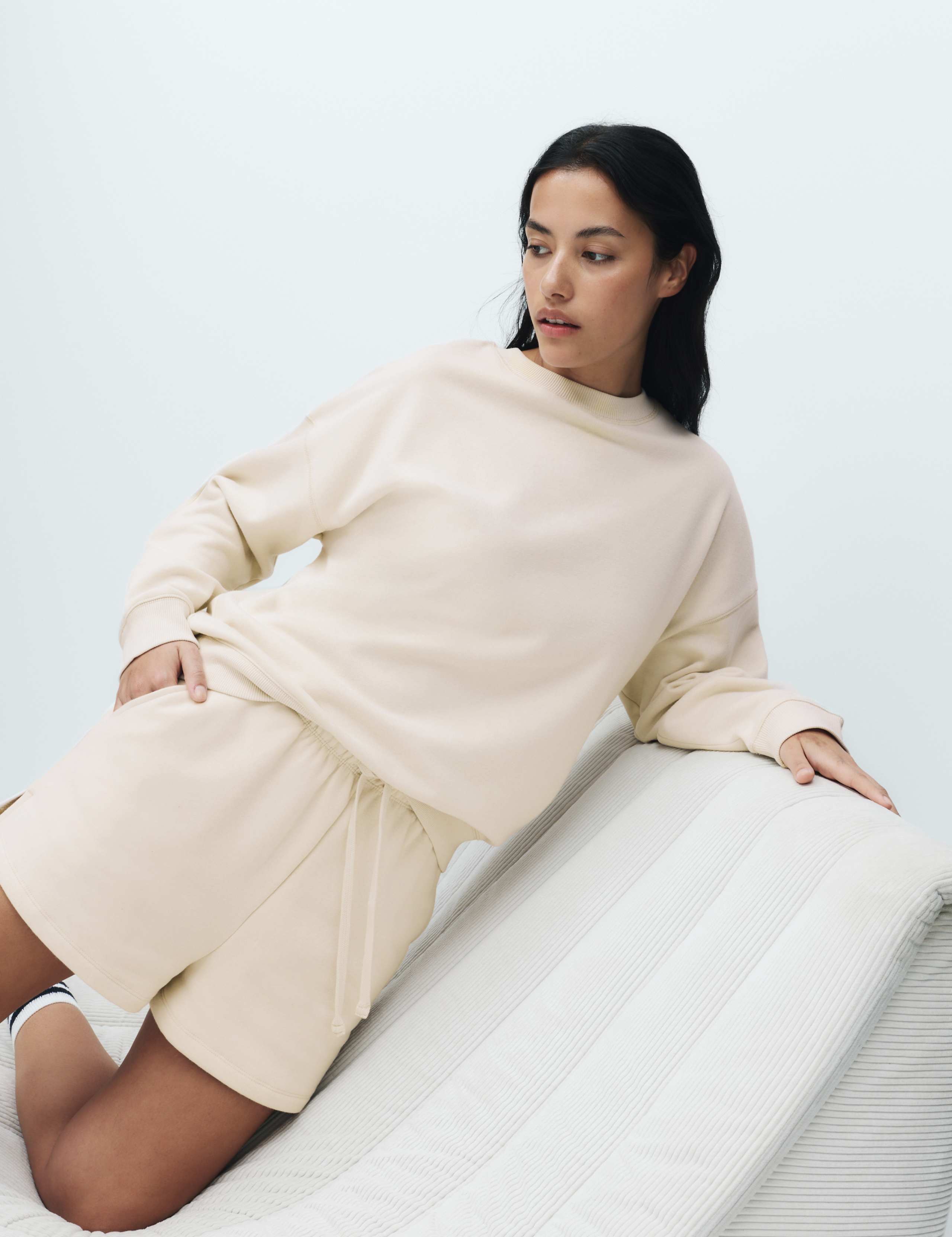 Cotton Rich Brushback Sweatshirt Set