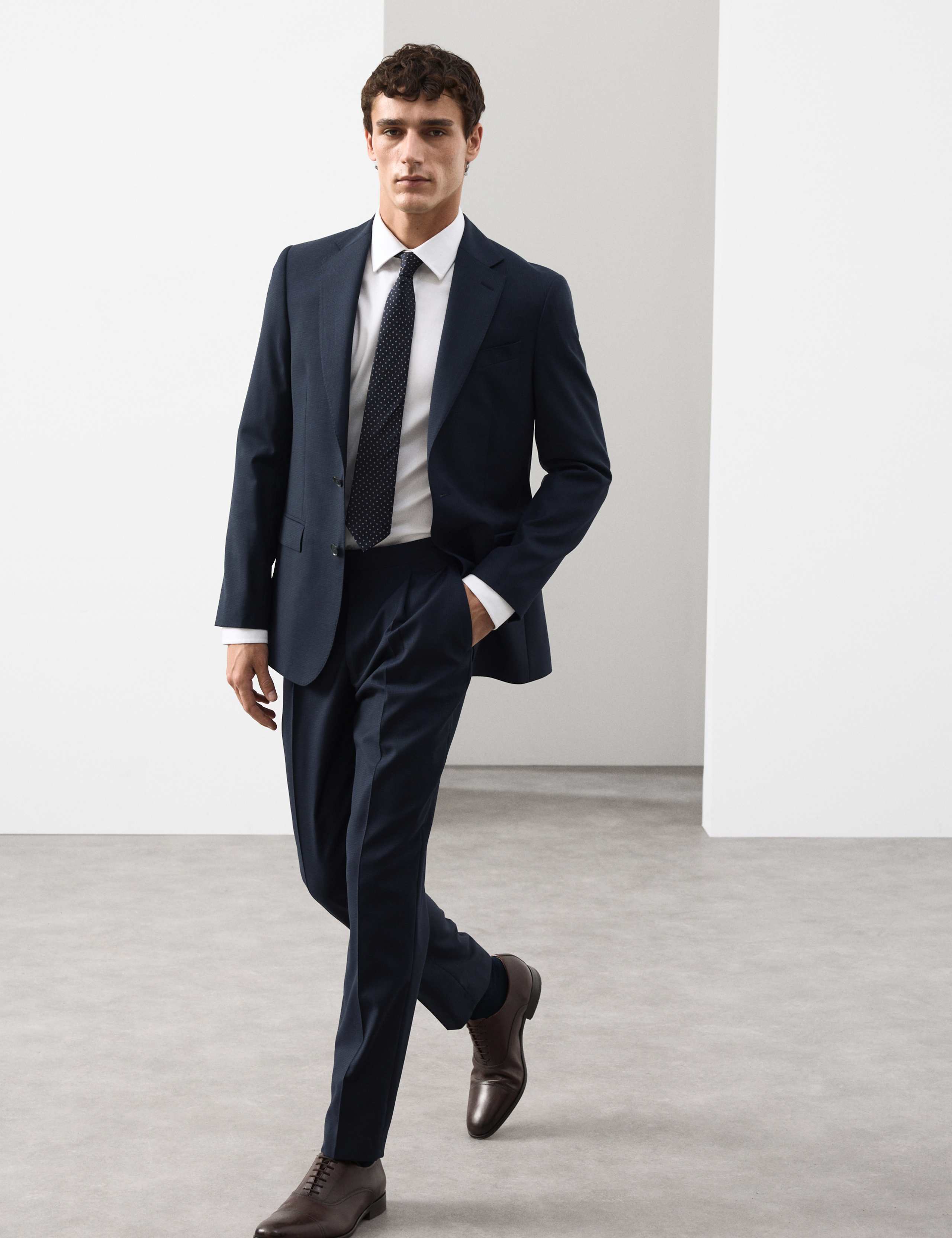 Tailored Fit Pure Wool Check Suit 1 of 6
