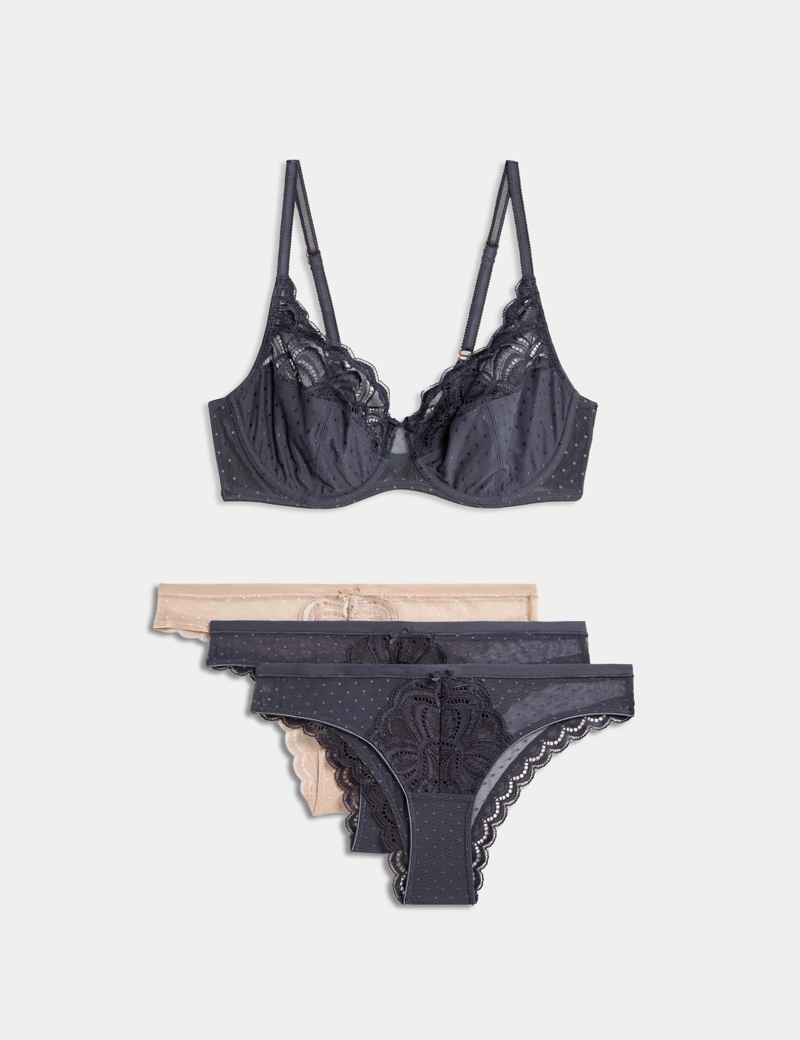 Amelia Lace Wired Full Cup Bra Set A-E 1 of 6