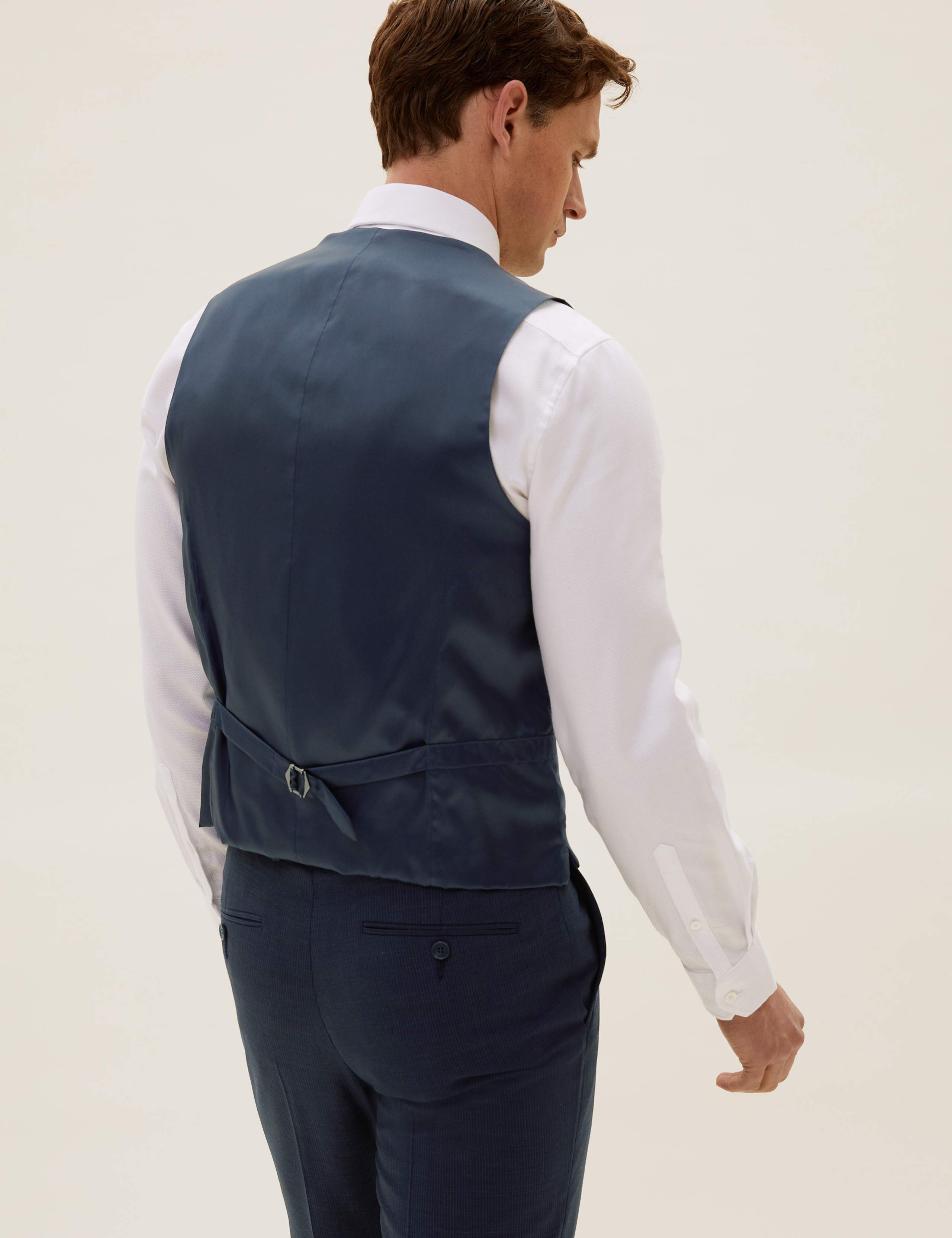 The Ultimate Navy Slim Fit Wool Pinstripe 3 Piece Suit 2 of 7