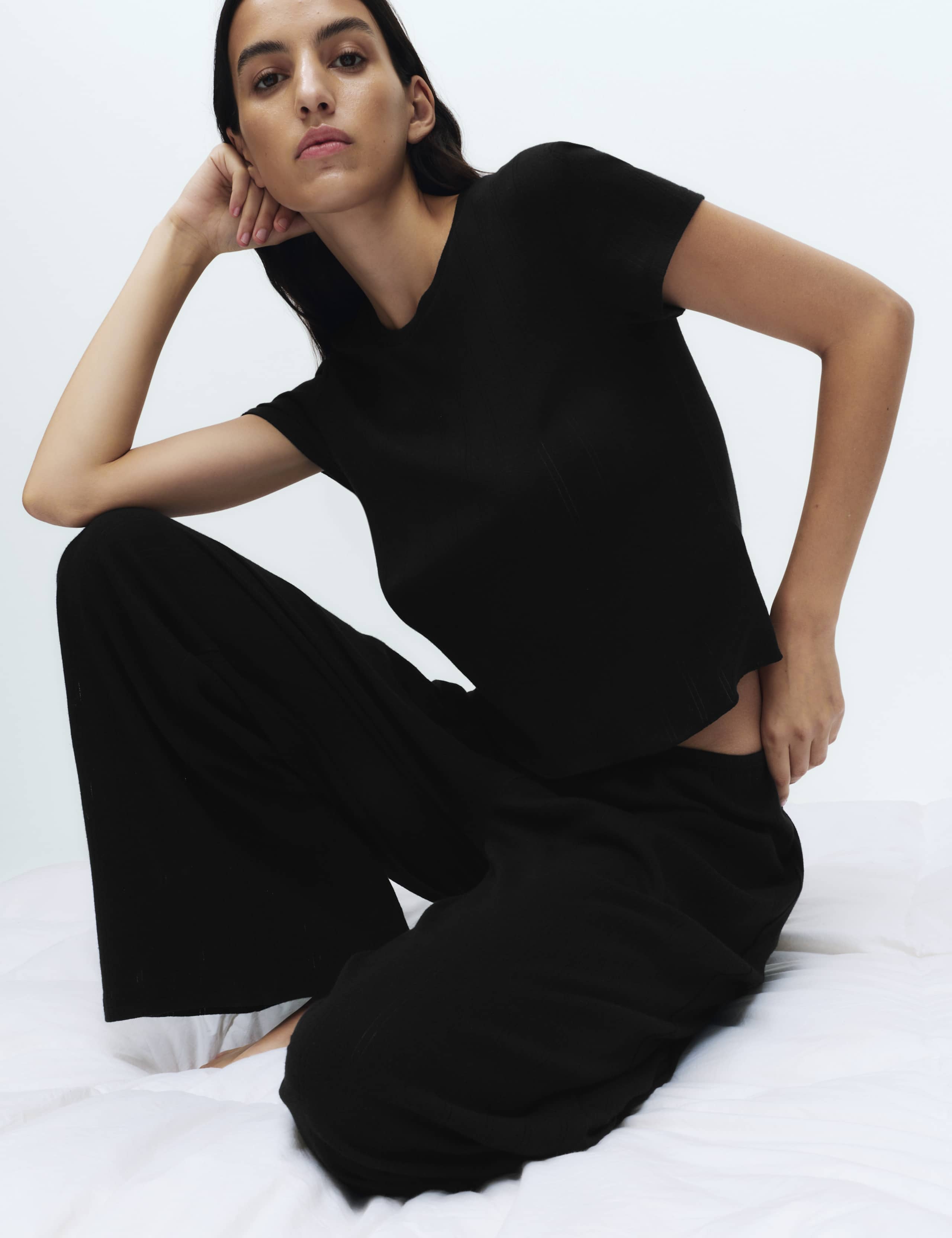 Pure Cotton Pointelle Pyjama Top Set