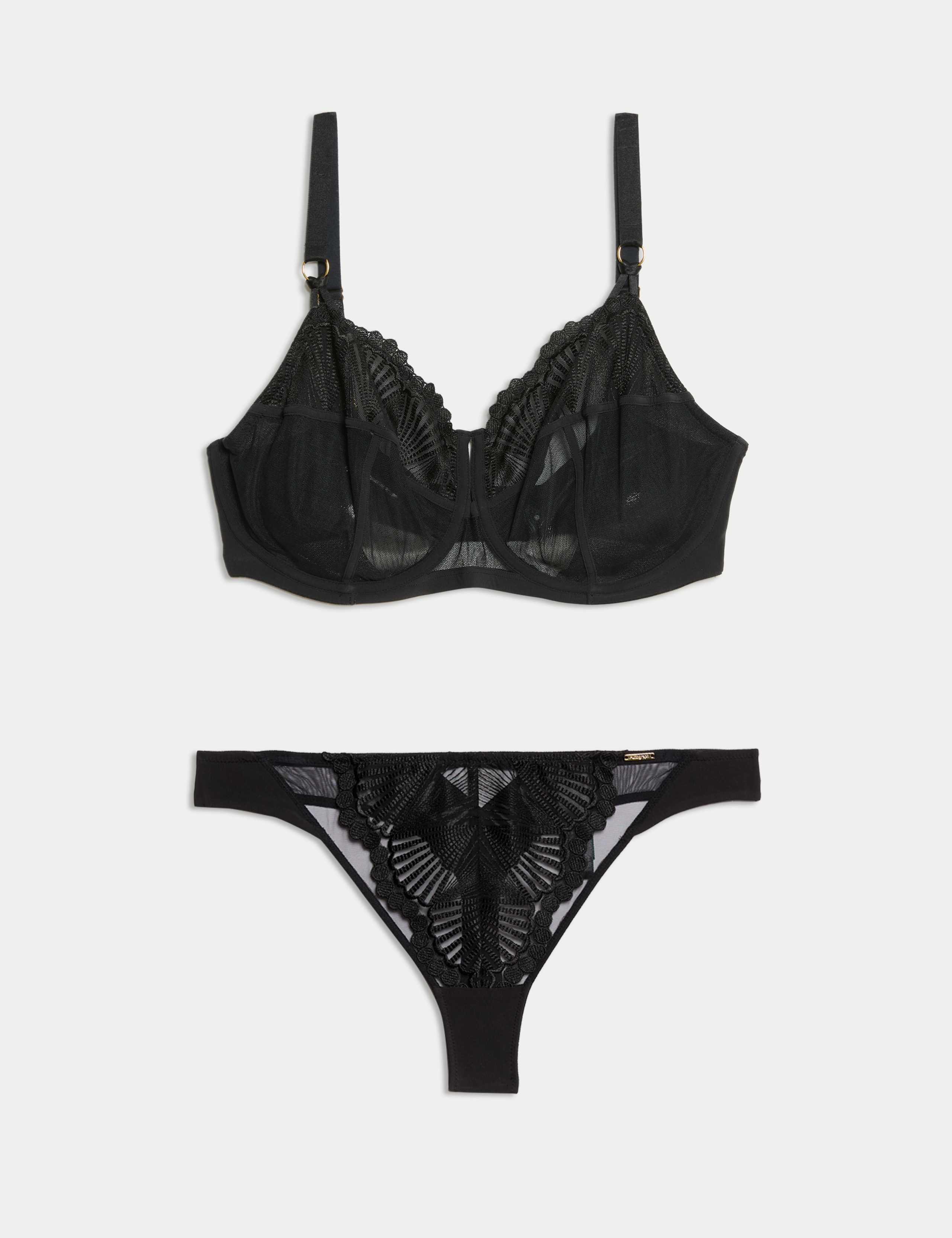 Leon Embroidery Wired Full Cup Bra Set F-H 1 of 6