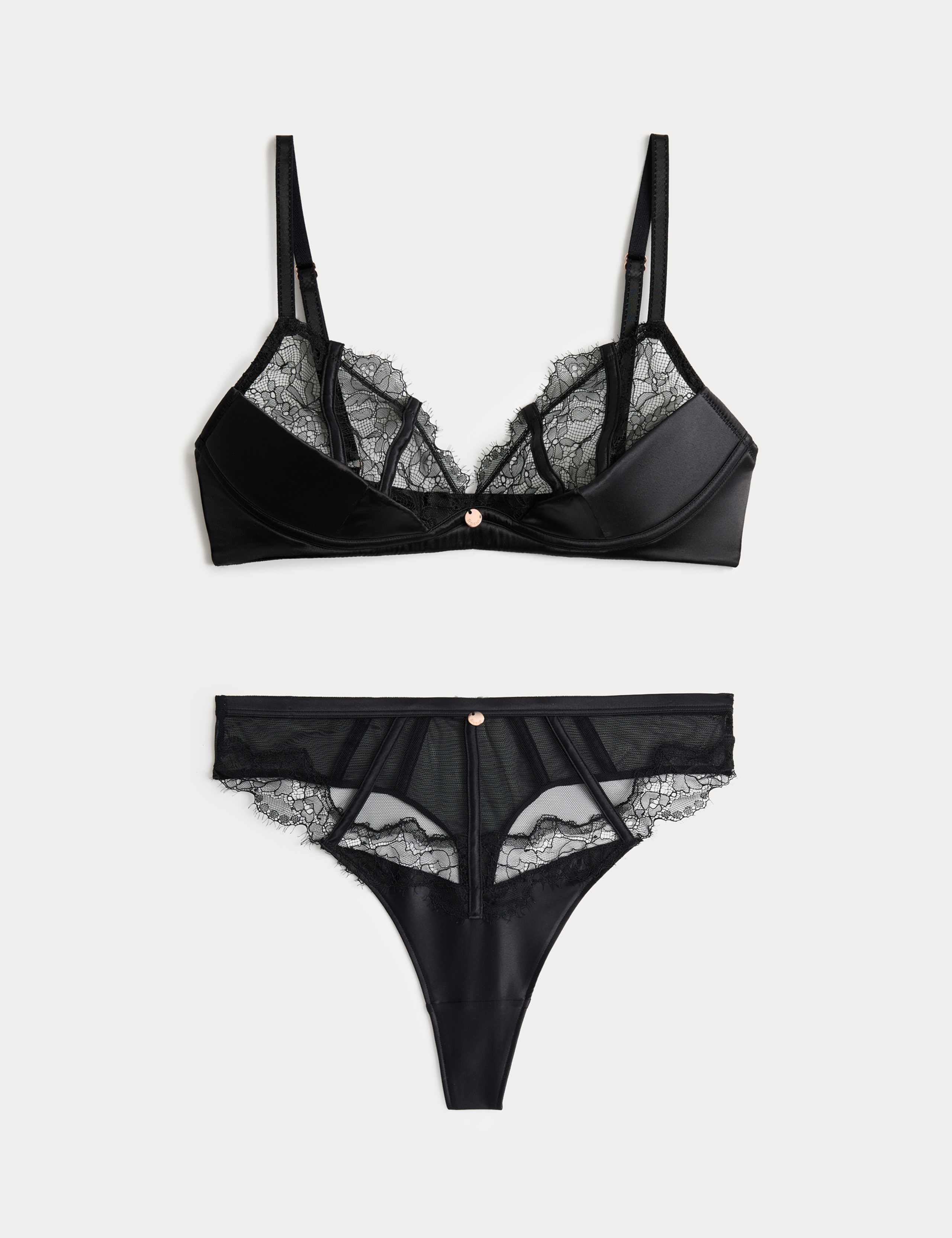 Liana Lace Non Wired Plunge Bra Set A-E 1 of 6