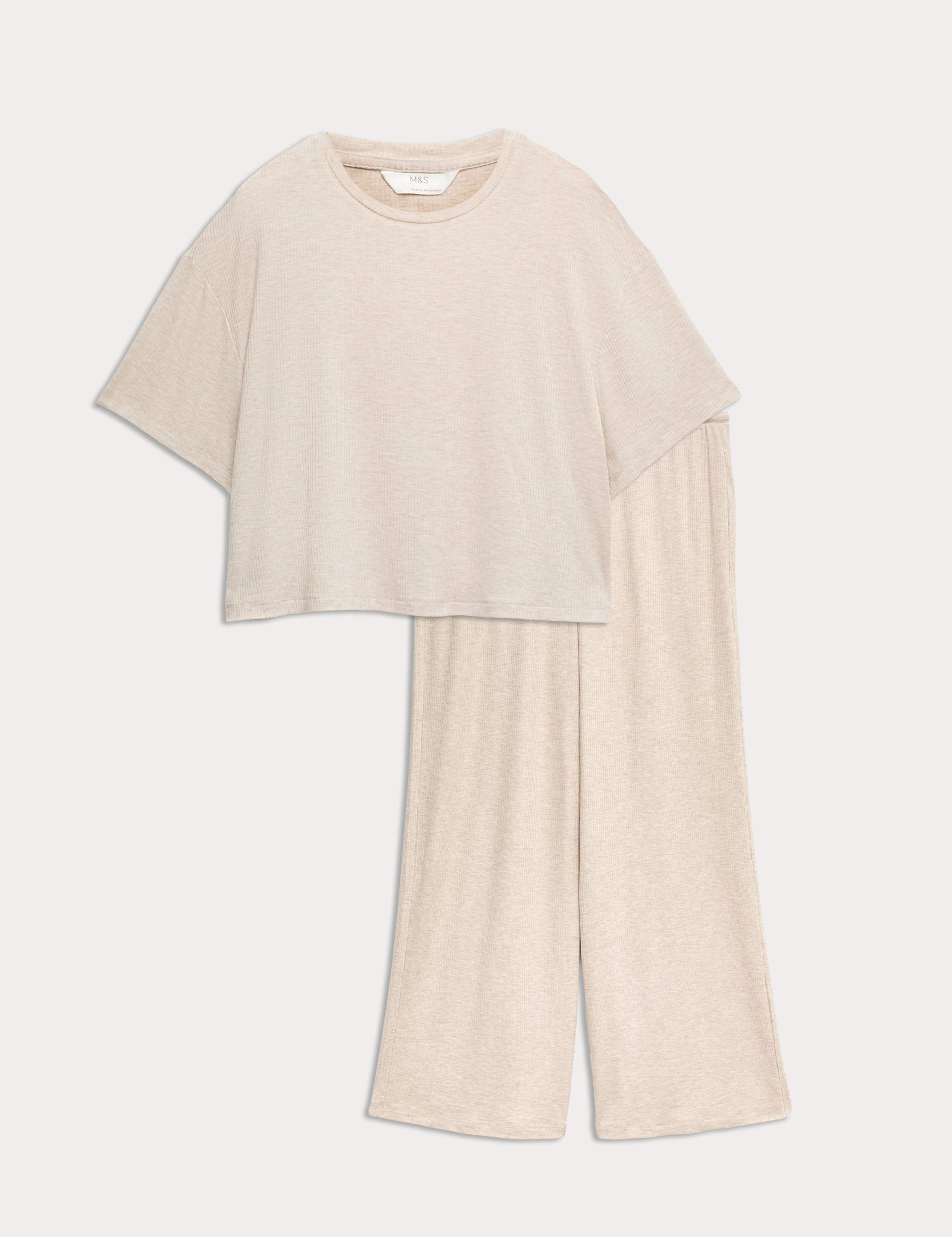 Modal Rich Ribbed Pyjama Top Set 1 of 6