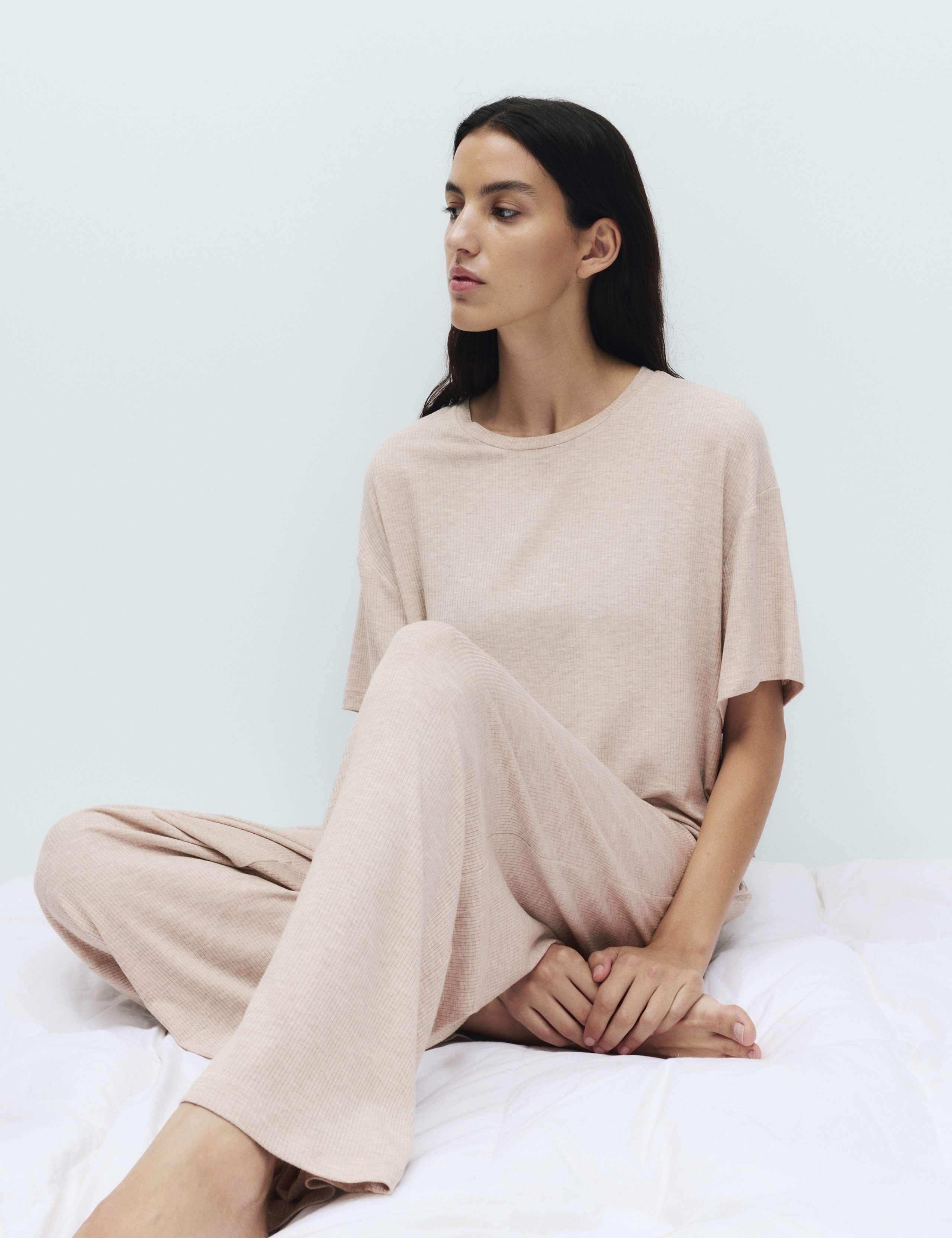 Modal Rich Ribbed Pyjama Top Set 6 of 6