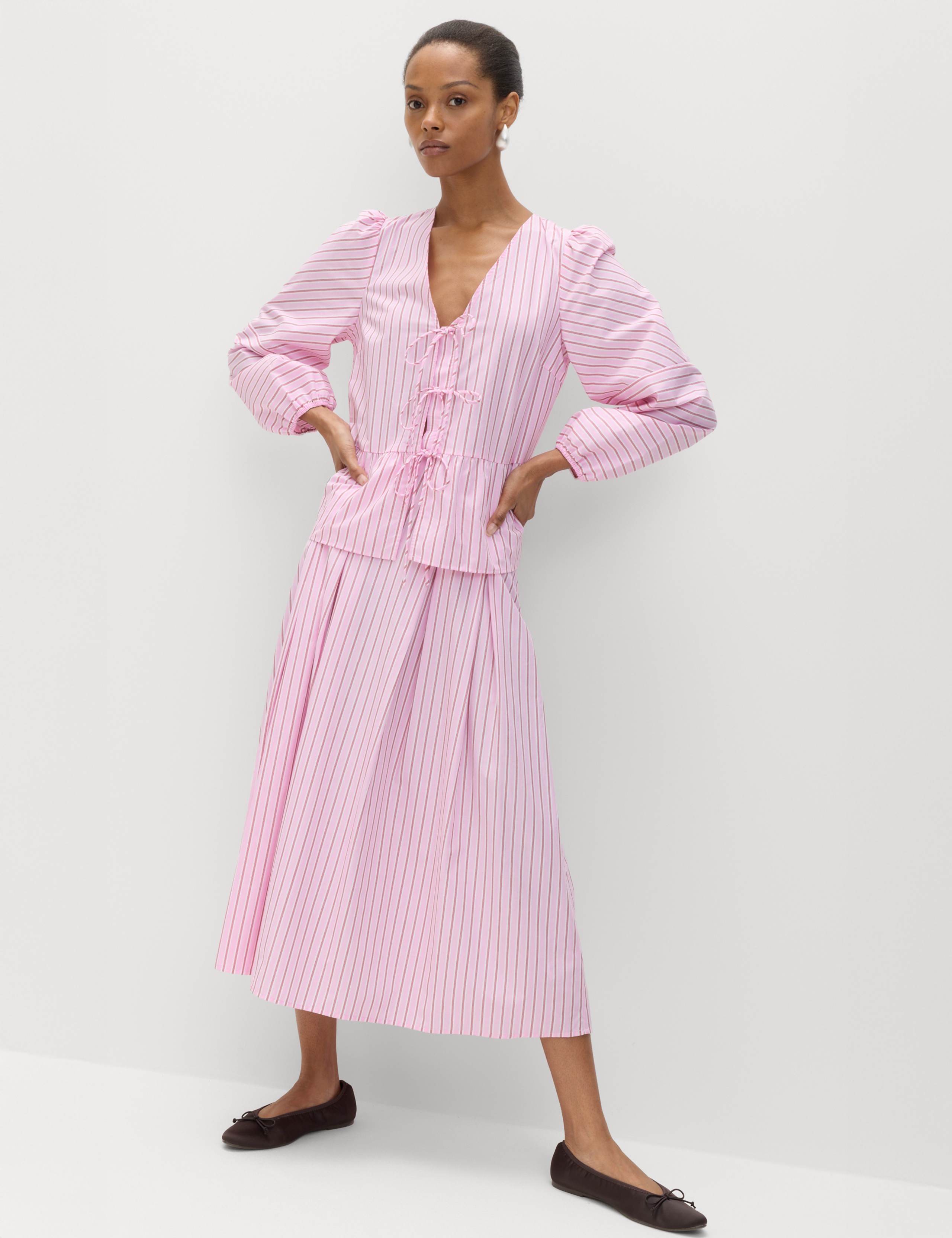 Striped Blouse & Skirt Set