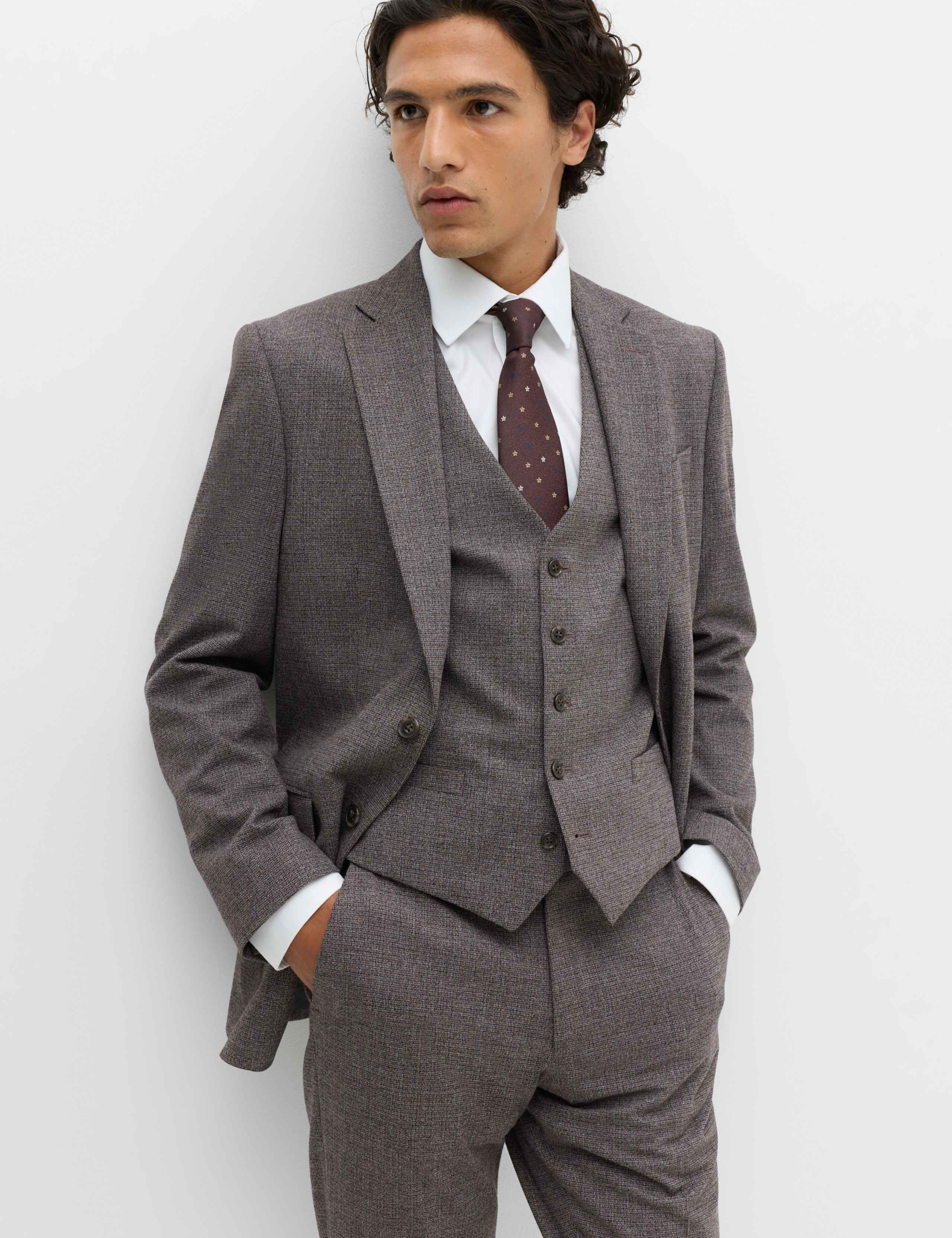 3 Piece Tailored Fit Micro Check Suit