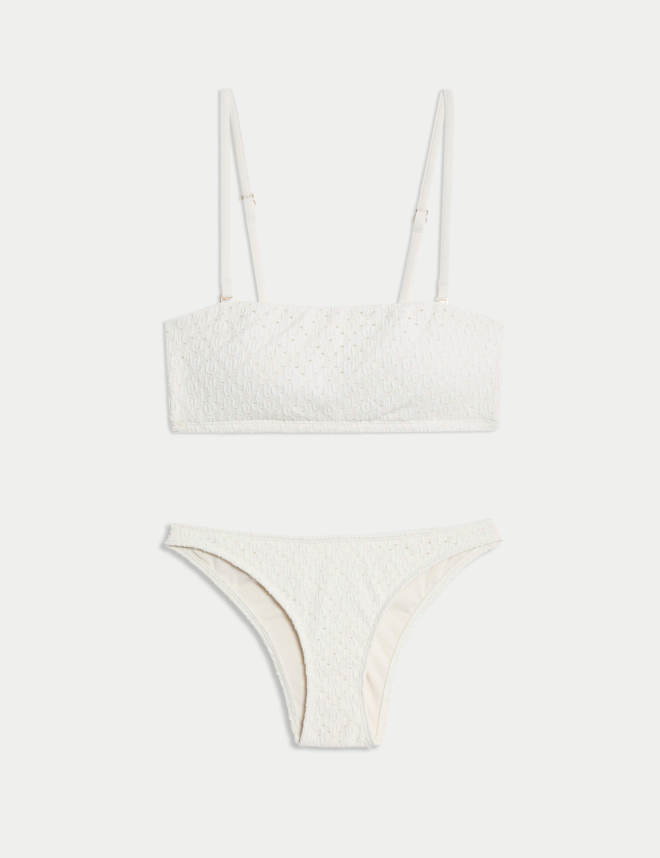 Broderie Square Neck Bandeau Bikini Set 1 of 6