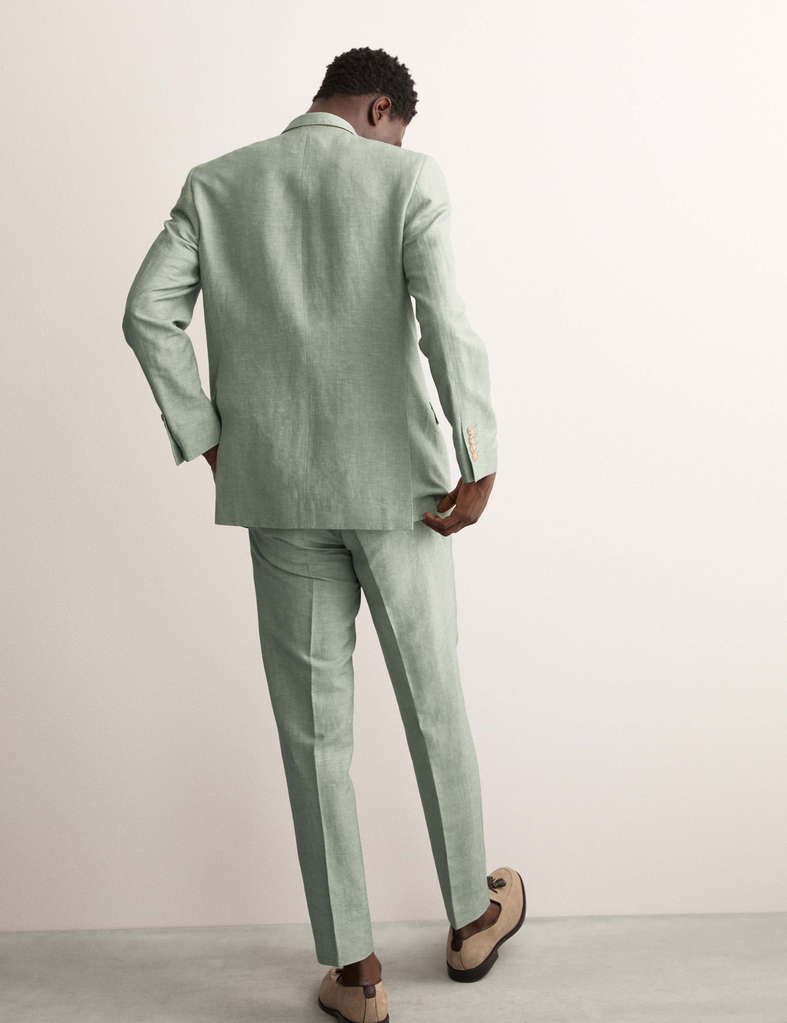 Tailored Fit Double Breasted Wool Linen Blend Suit 2 of 6