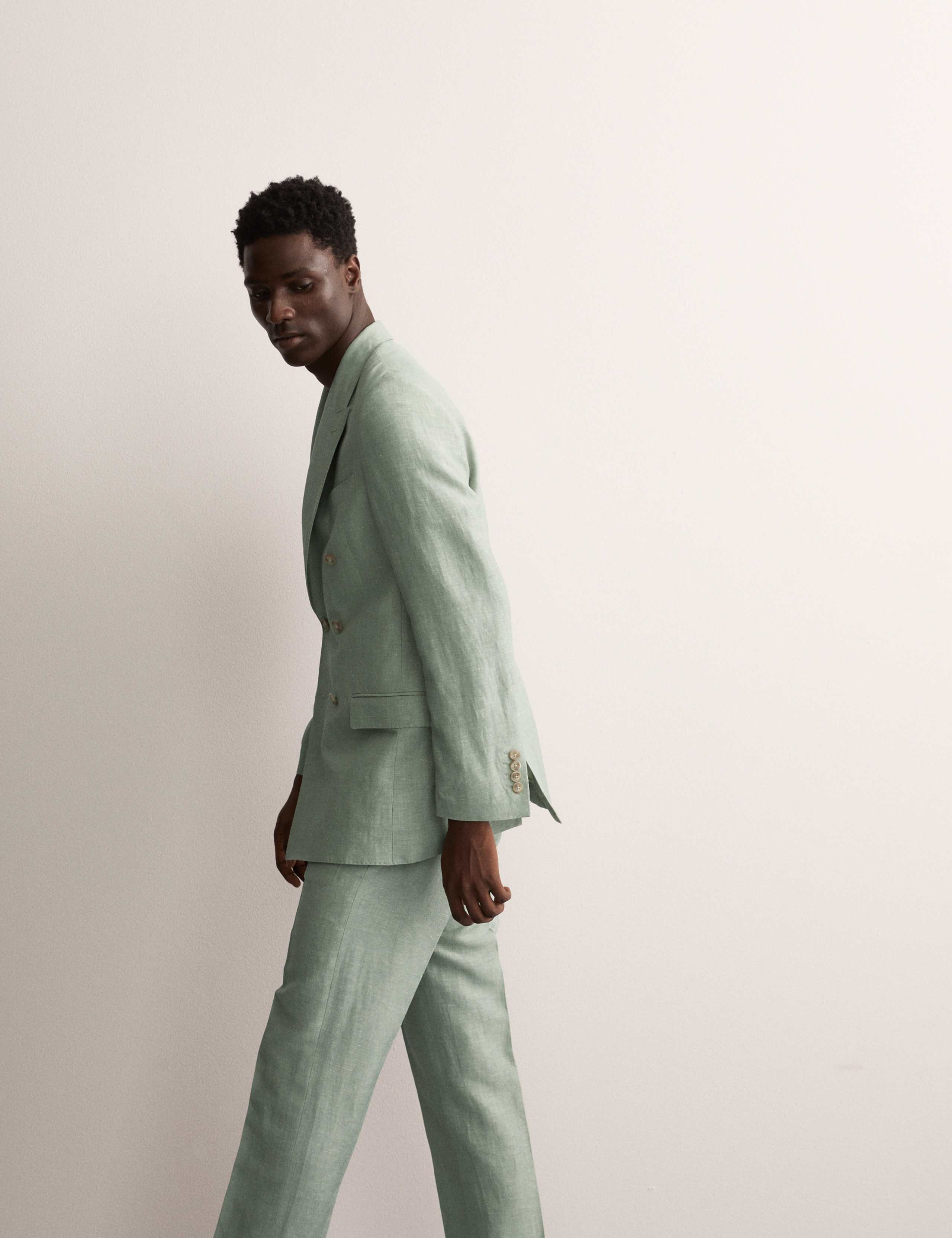 Tailored Fit Double Breasted Wool Linen Blend Suit 4 of 6