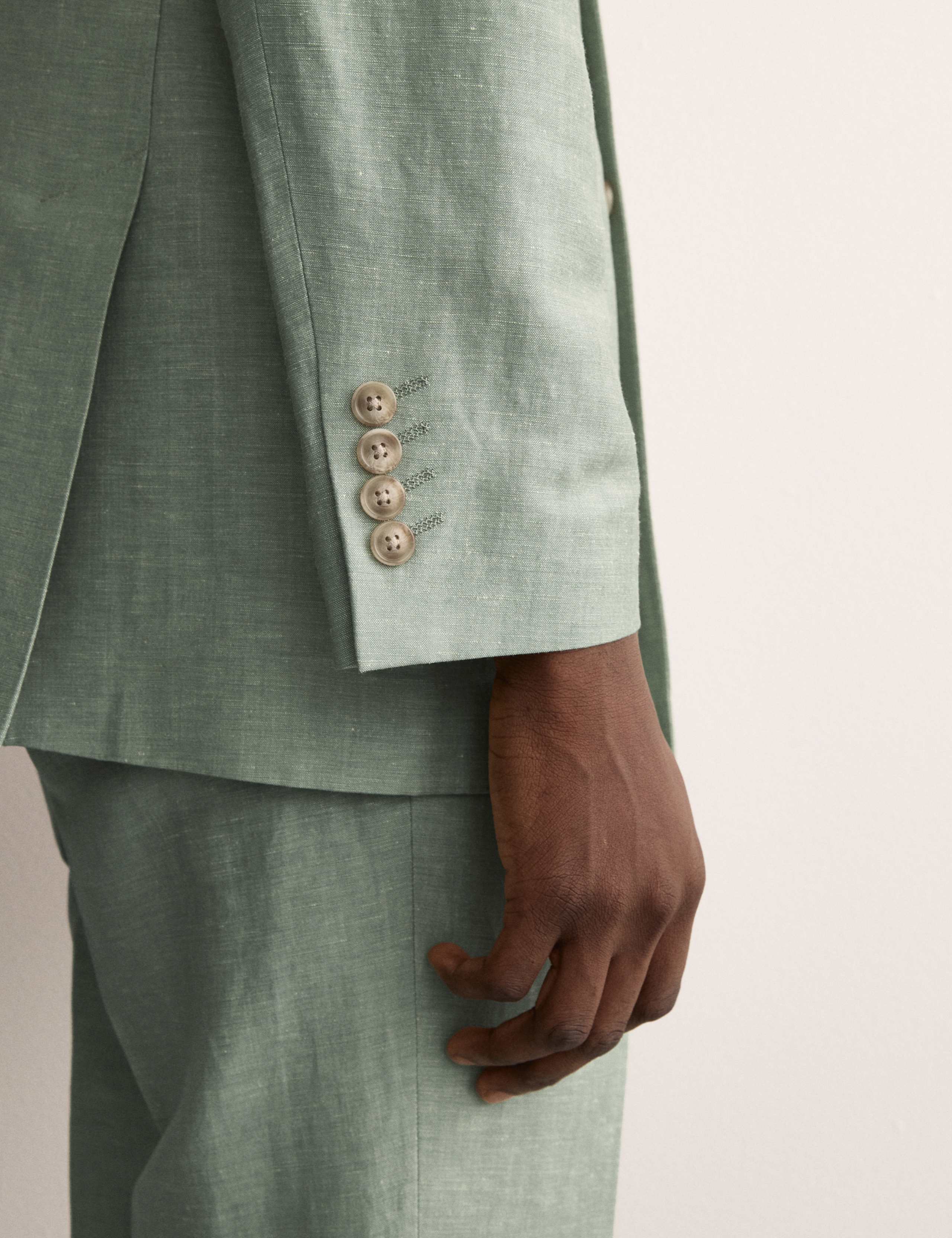 Tailored Fit Double Breasted Wool Linen Blend Suit 5 of 6