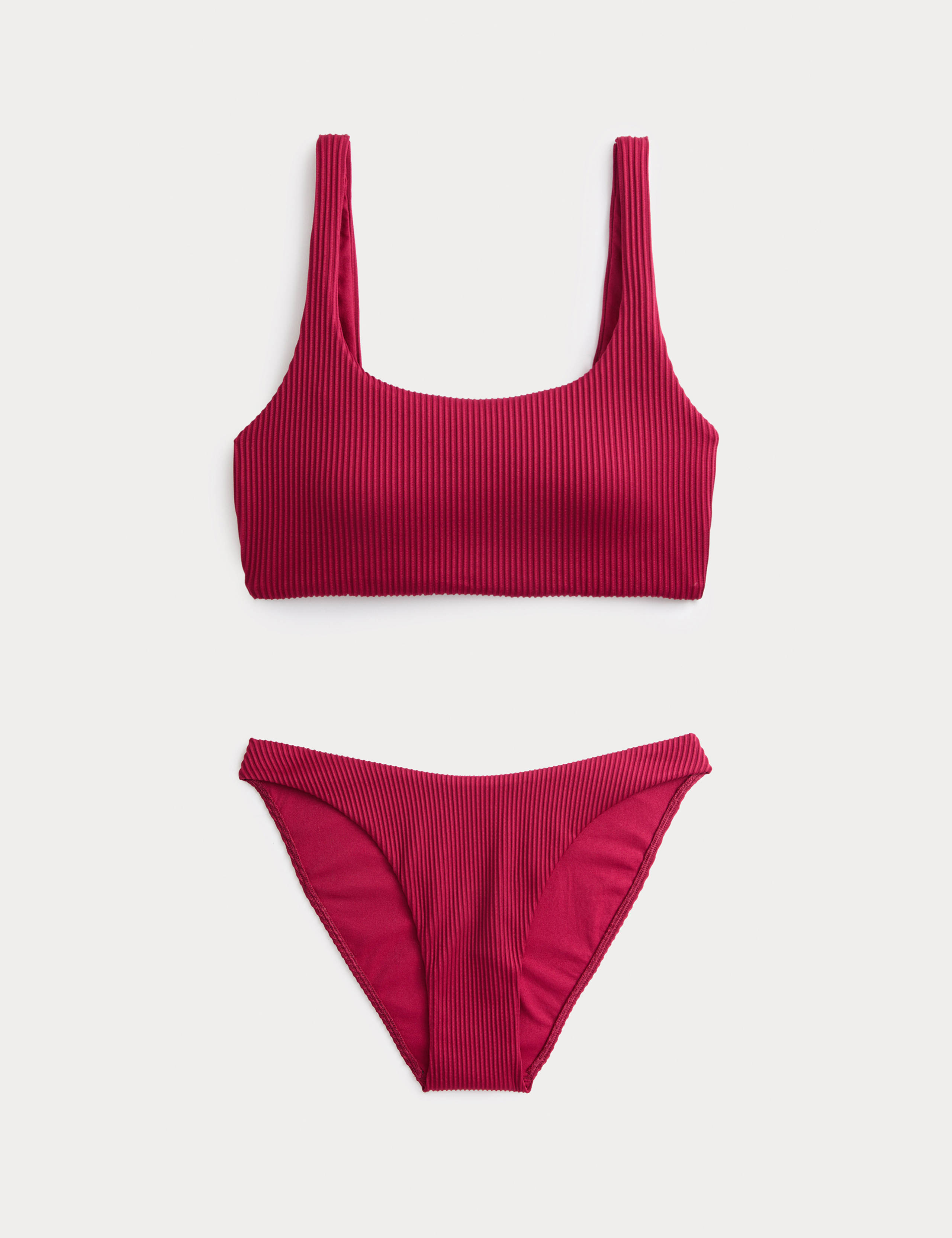 Ribbed Scoop Neck Bikini Set 1 of 6