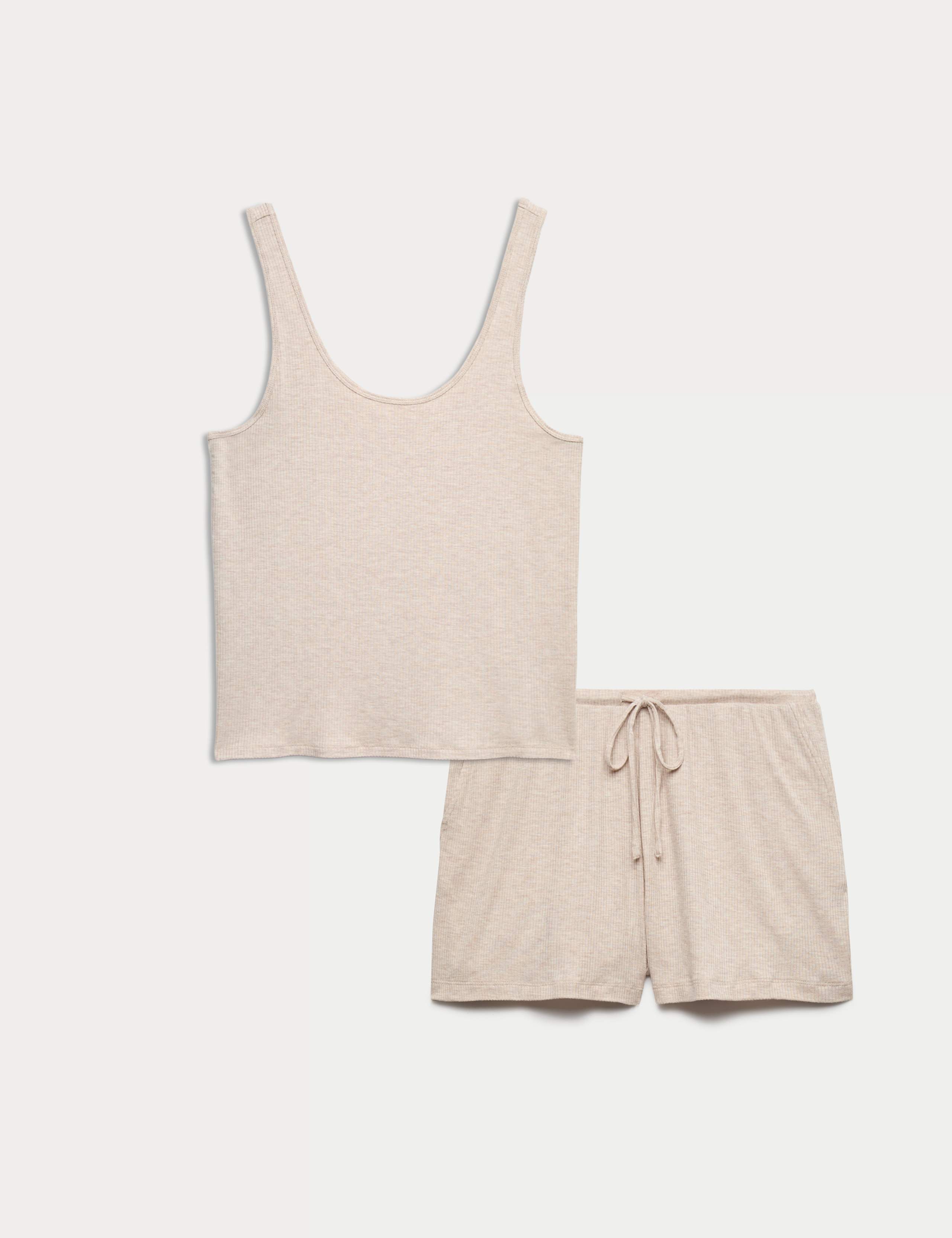 Modal Rich Ribbed Cami Pyjama Top Set 1 of 6