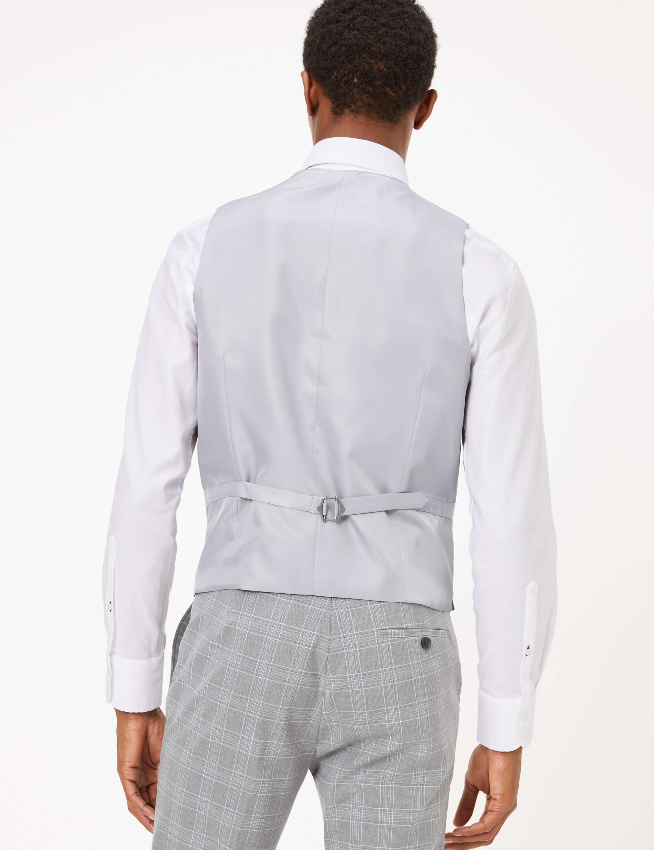 Grey Checked Skinny Fit 3 Piece Suit 2 of 7