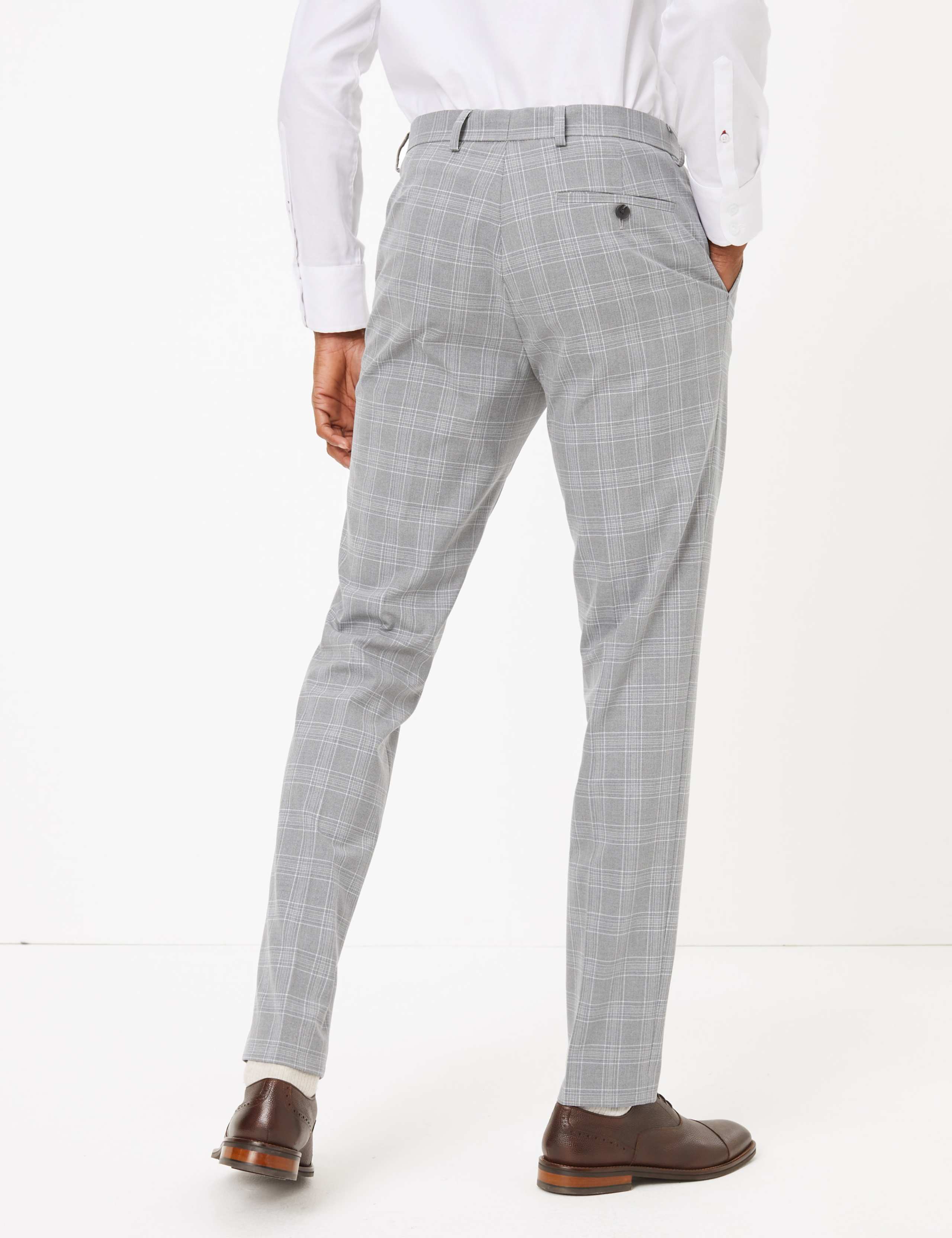 Grey Checked Skinny Fit 3 Piece Suit 7 of 7