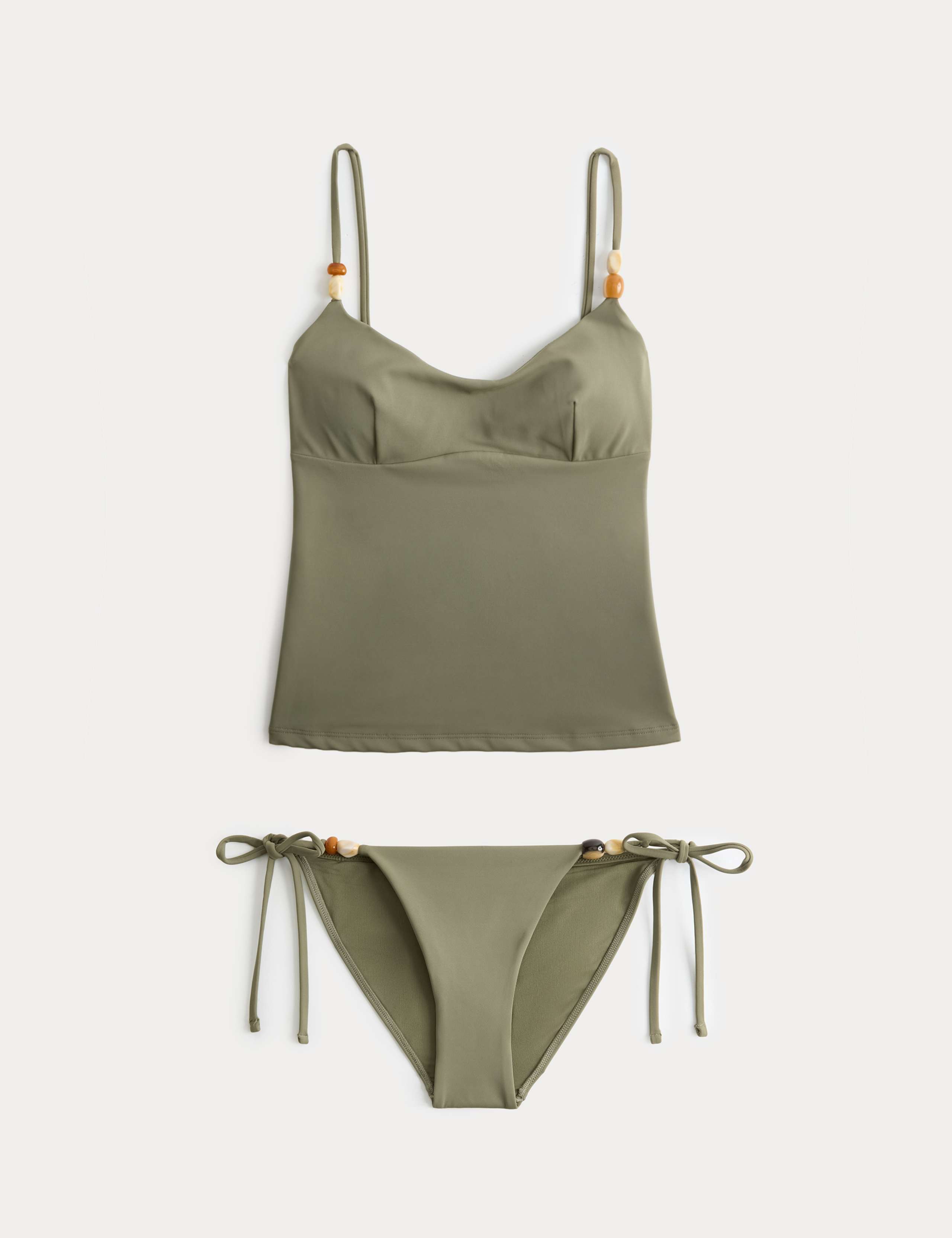 Bead Detail Scoop Neck Tankini Set 1 of 6