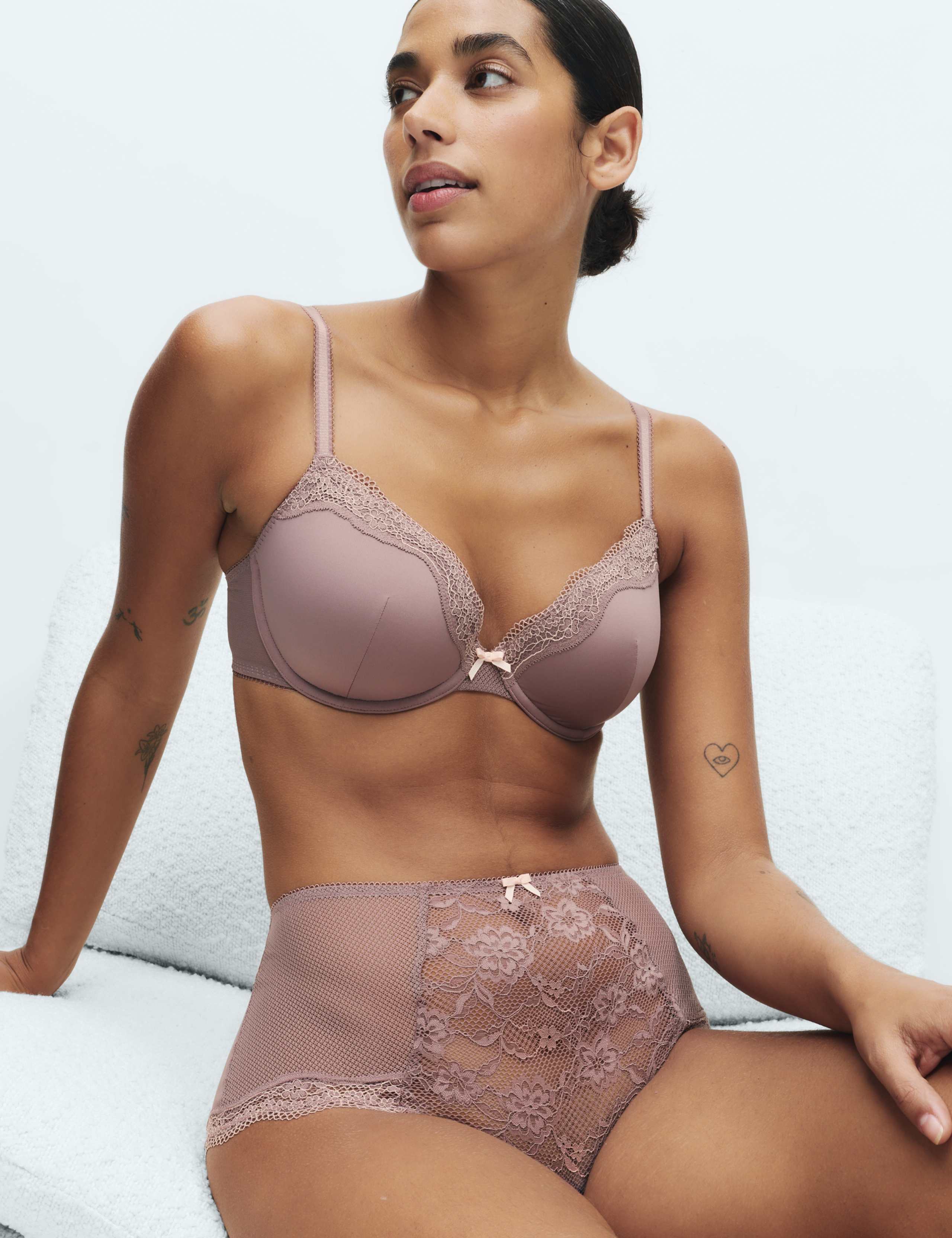 Jasmine Lace Wired Demi Cup Bra Set A-E