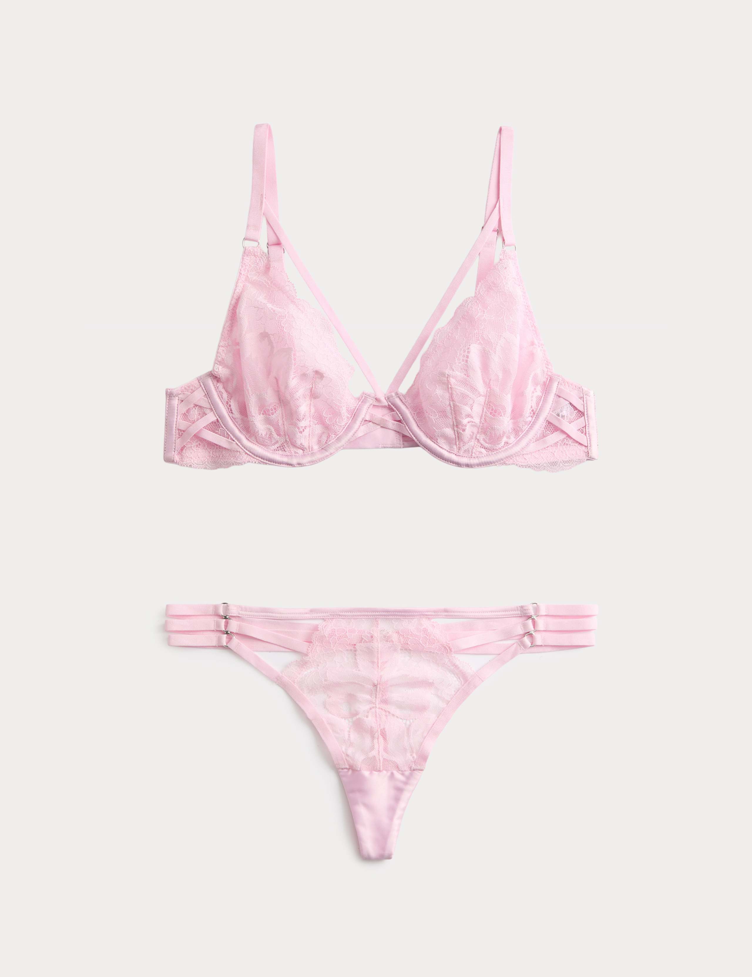 Lindy Lace Wired Plunge Bra Set A-E 1 of 6