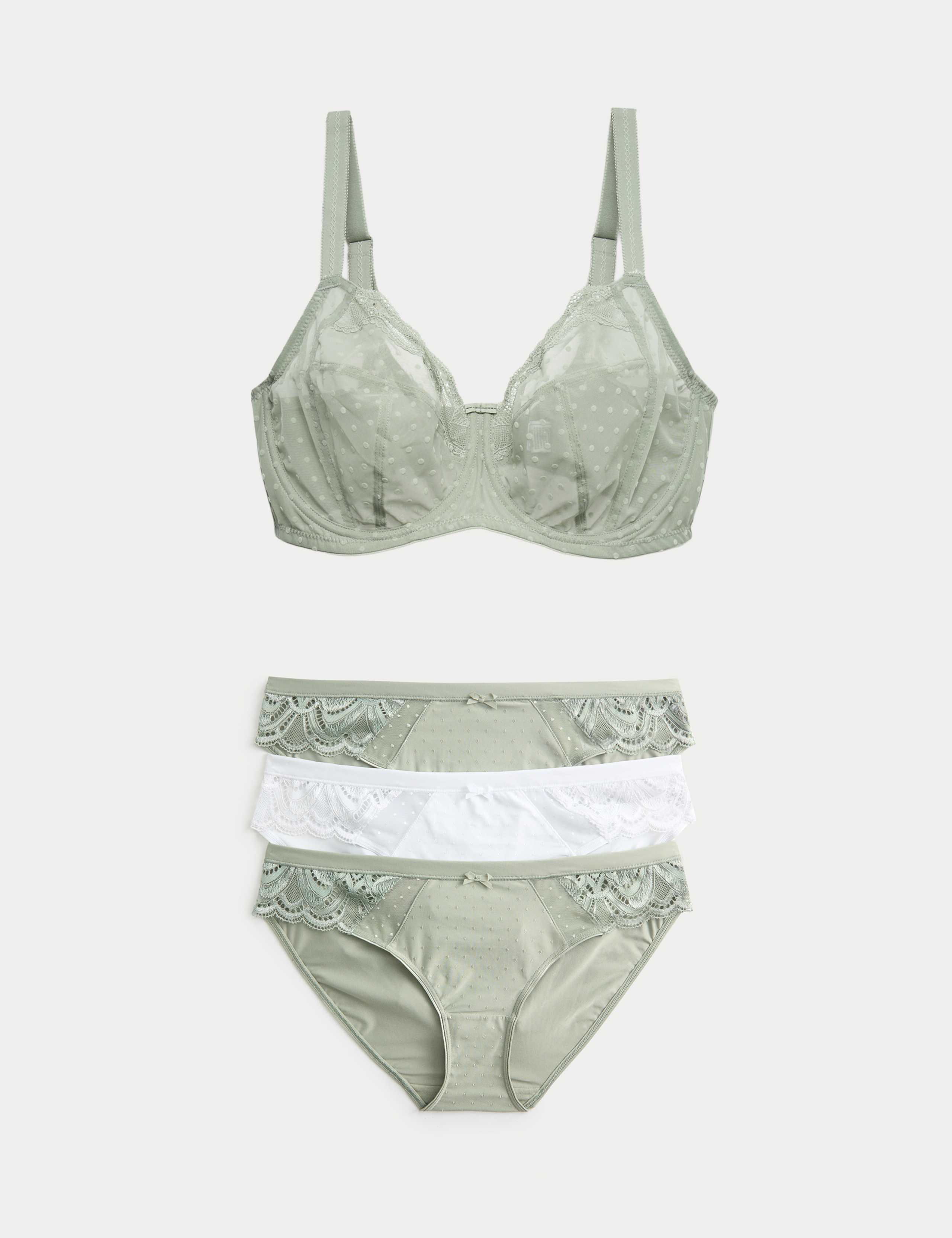 Mesh Wired Extra Support Bra Set F-J 1 of 6