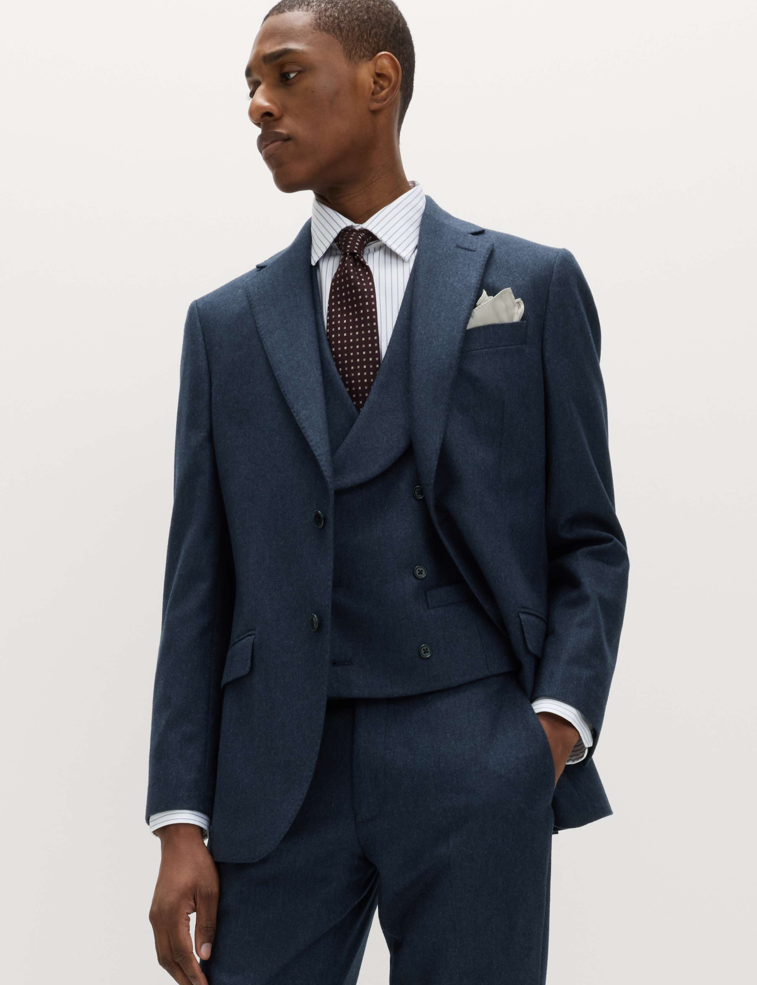 3 Piece Tailored Fit Italian Wool Rich Tweed Suit